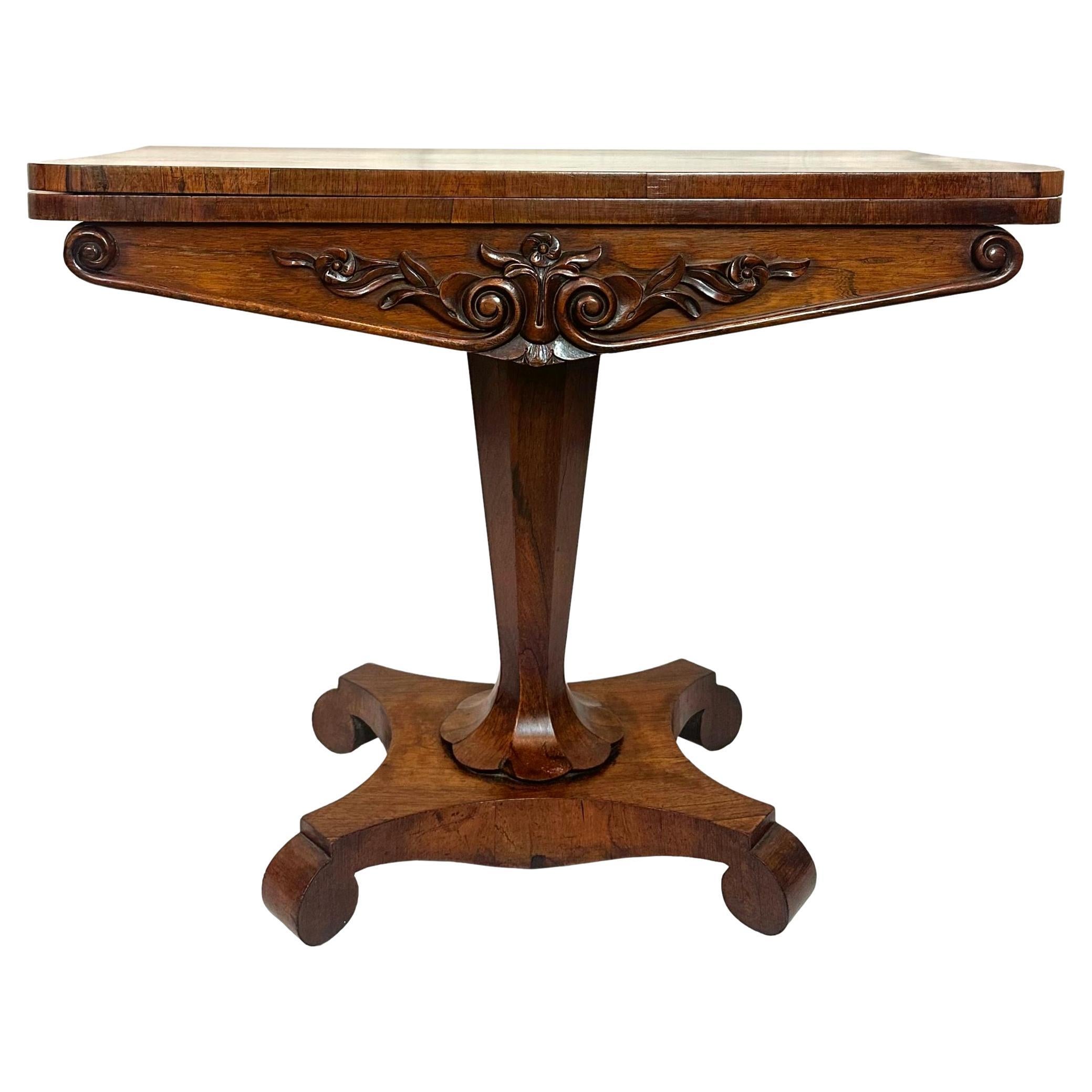 An Antique William IV Rosewood Period Card Table & Side Table, English, ca. 1835 For Sale