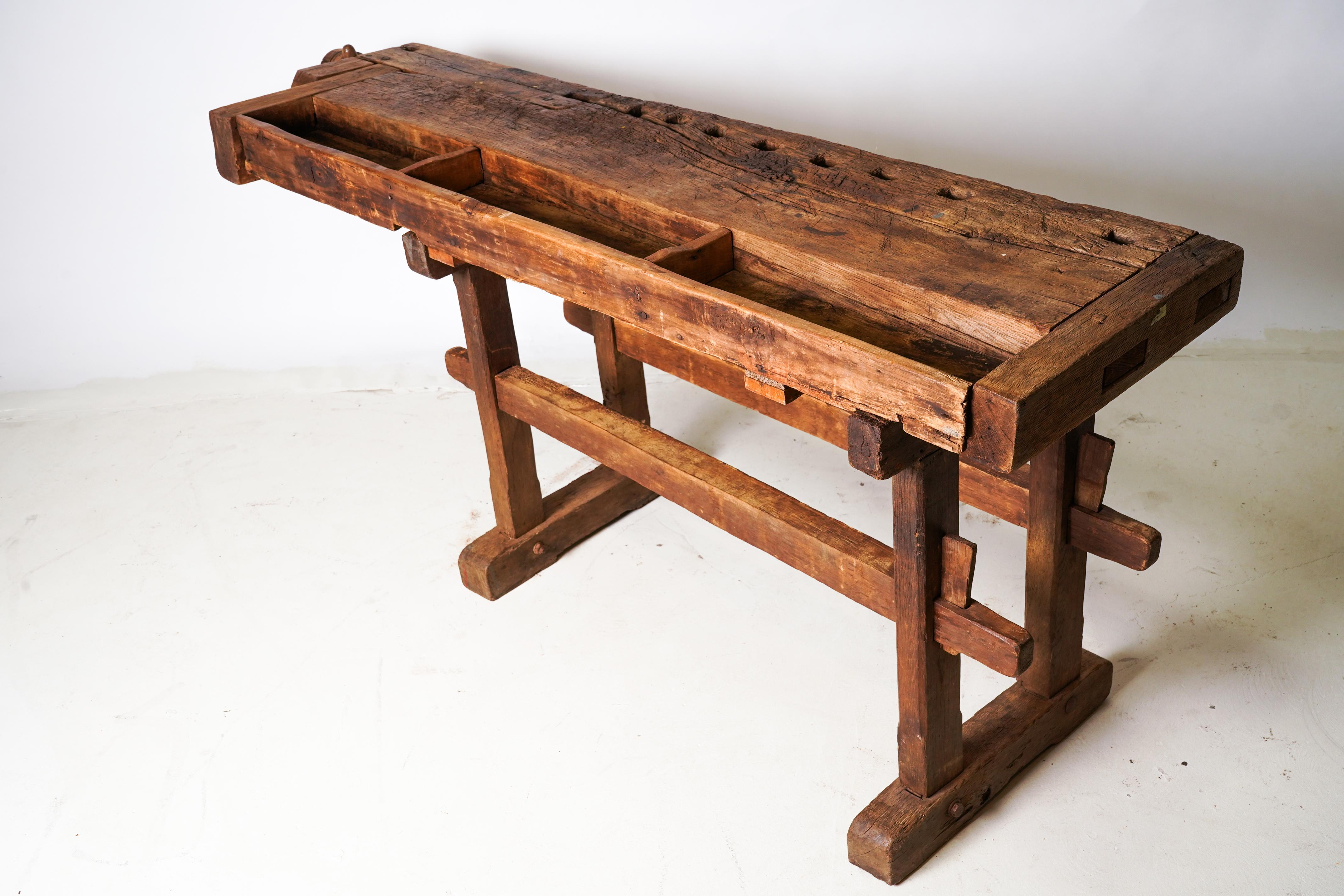 antique wood workbench