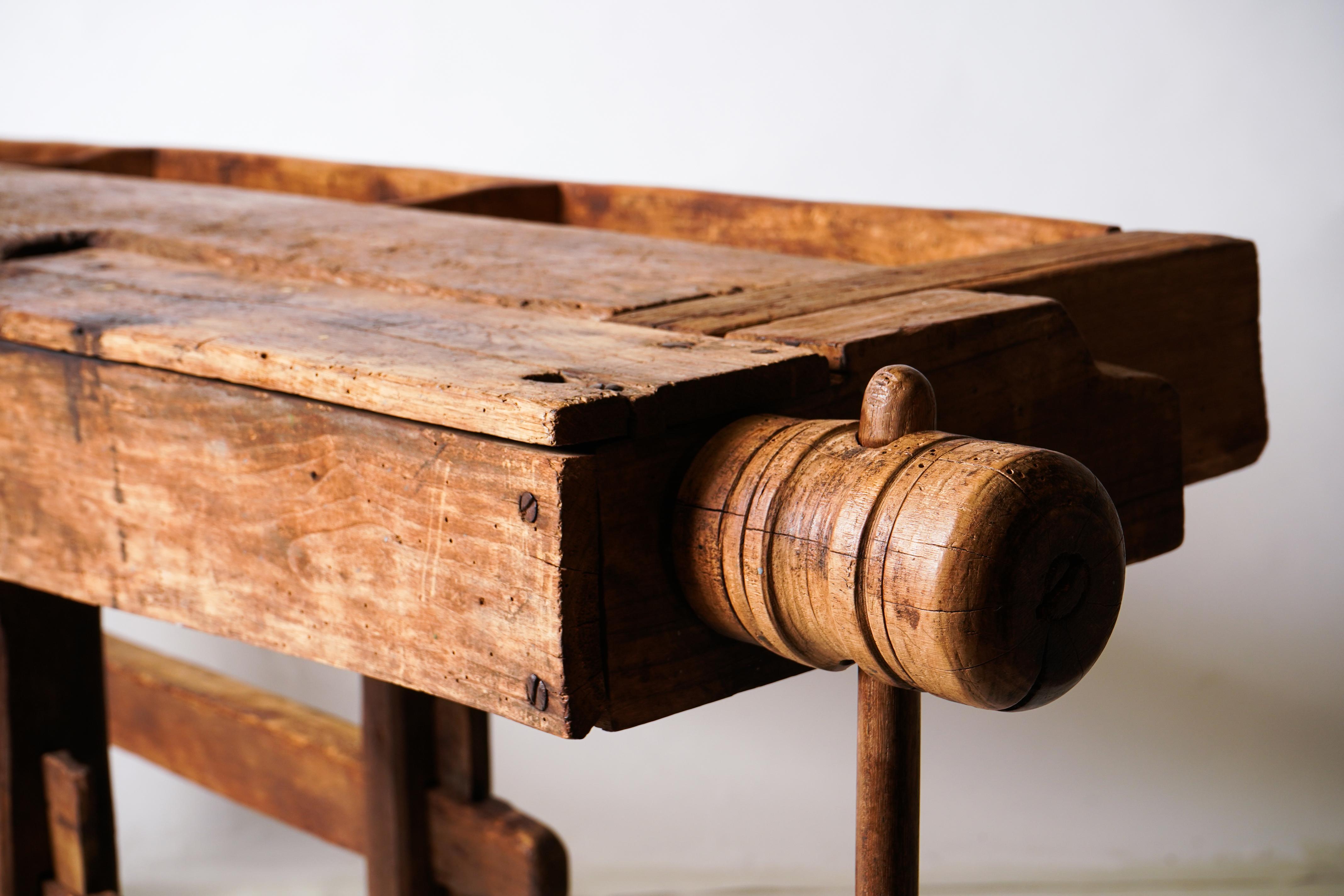 antique wood workbench