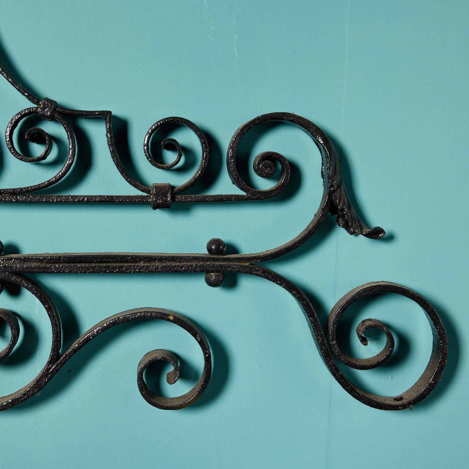 English An Antique Wrought Iron Gate Overthrow For Sale