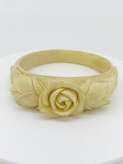 An Antique XIXc French Bracelet/Bangle featuring Floral Hand Carving