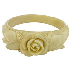 An Antique XIXc French Bracelet/Bangle featuring Floral Hand Carving