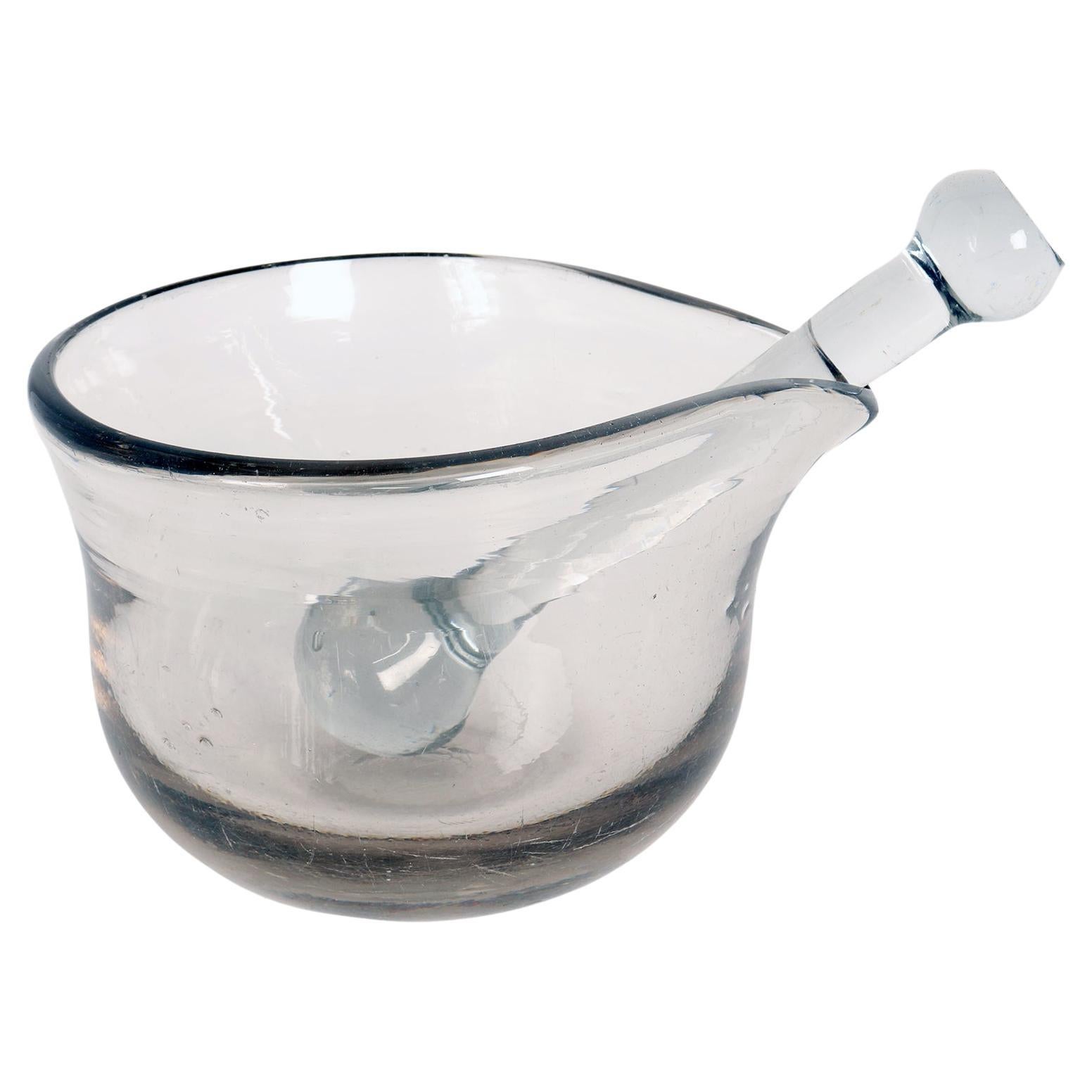 An apothecary glass mortar and pestle, Italy 18th century.