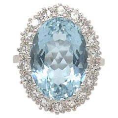 An Aqua and Diamond Ring