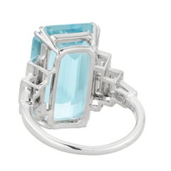 An aquamarine and diamond ring