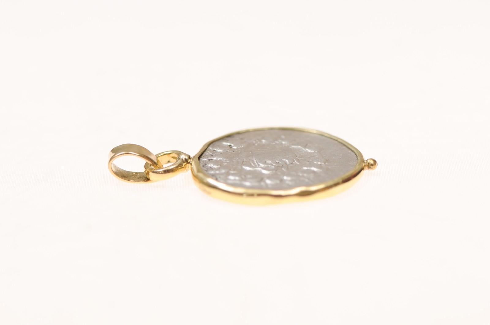 An AR Tetradrachm Cista Mystica Pendant with 18 Karat Gold (pendant only) For Sale 6