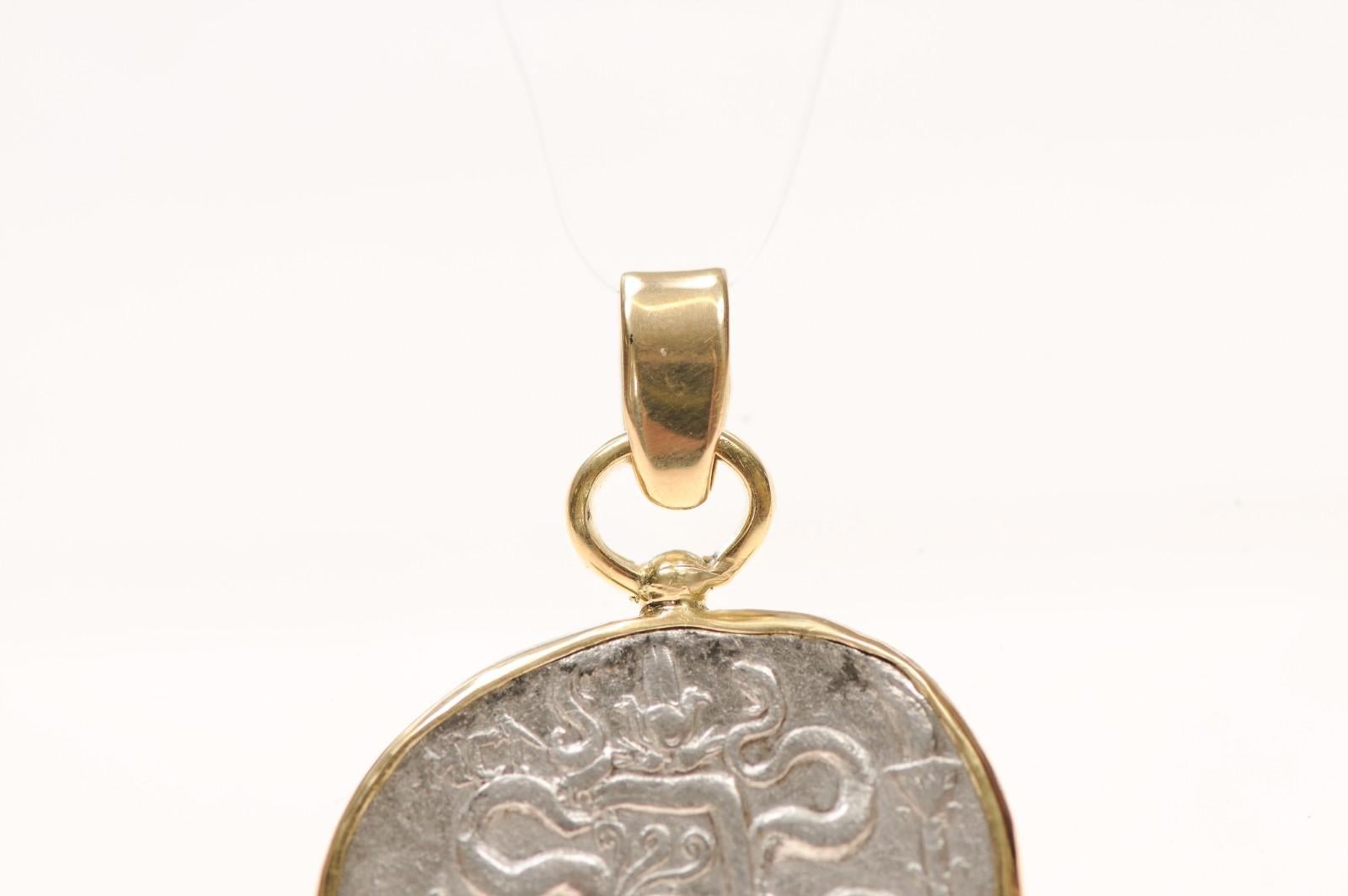 Women's or Men's An AR Tetradrachm Cista Mystica Pendant with 18 Karat Gold (pendant only) For Sale
