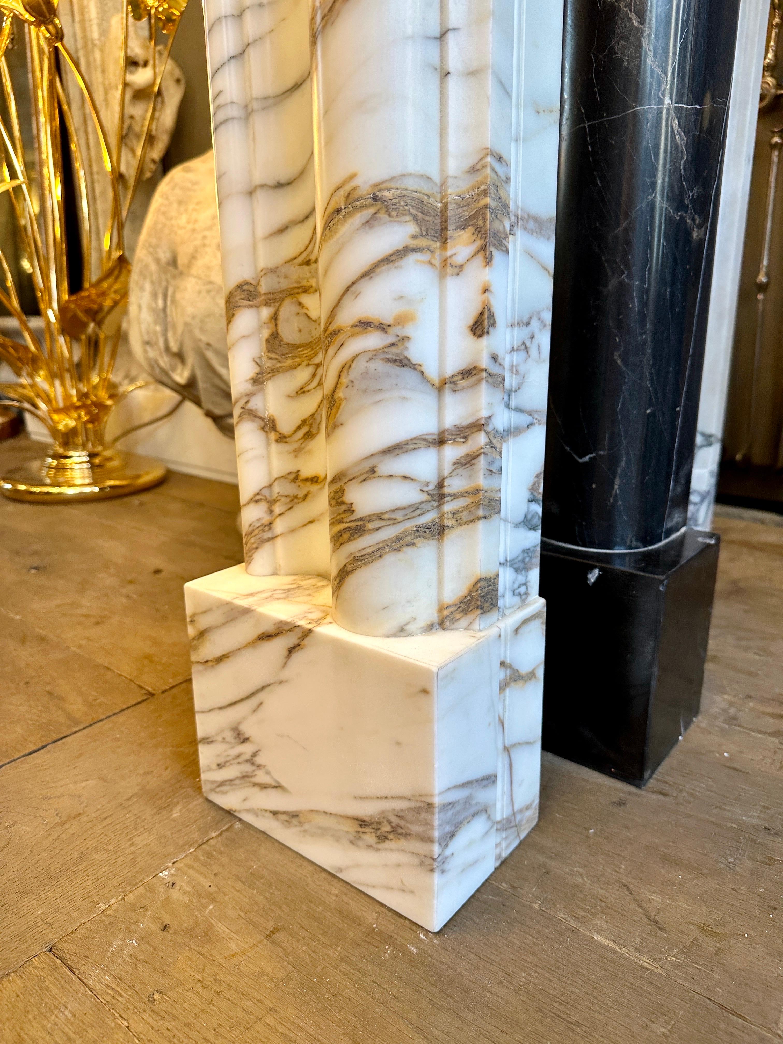 An Arabescato Marble Bolection Fireplace Mantle  For Sale 2