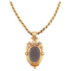 An Archaeological Revival Gold And Agate Intaglio Necklace Circa 1850