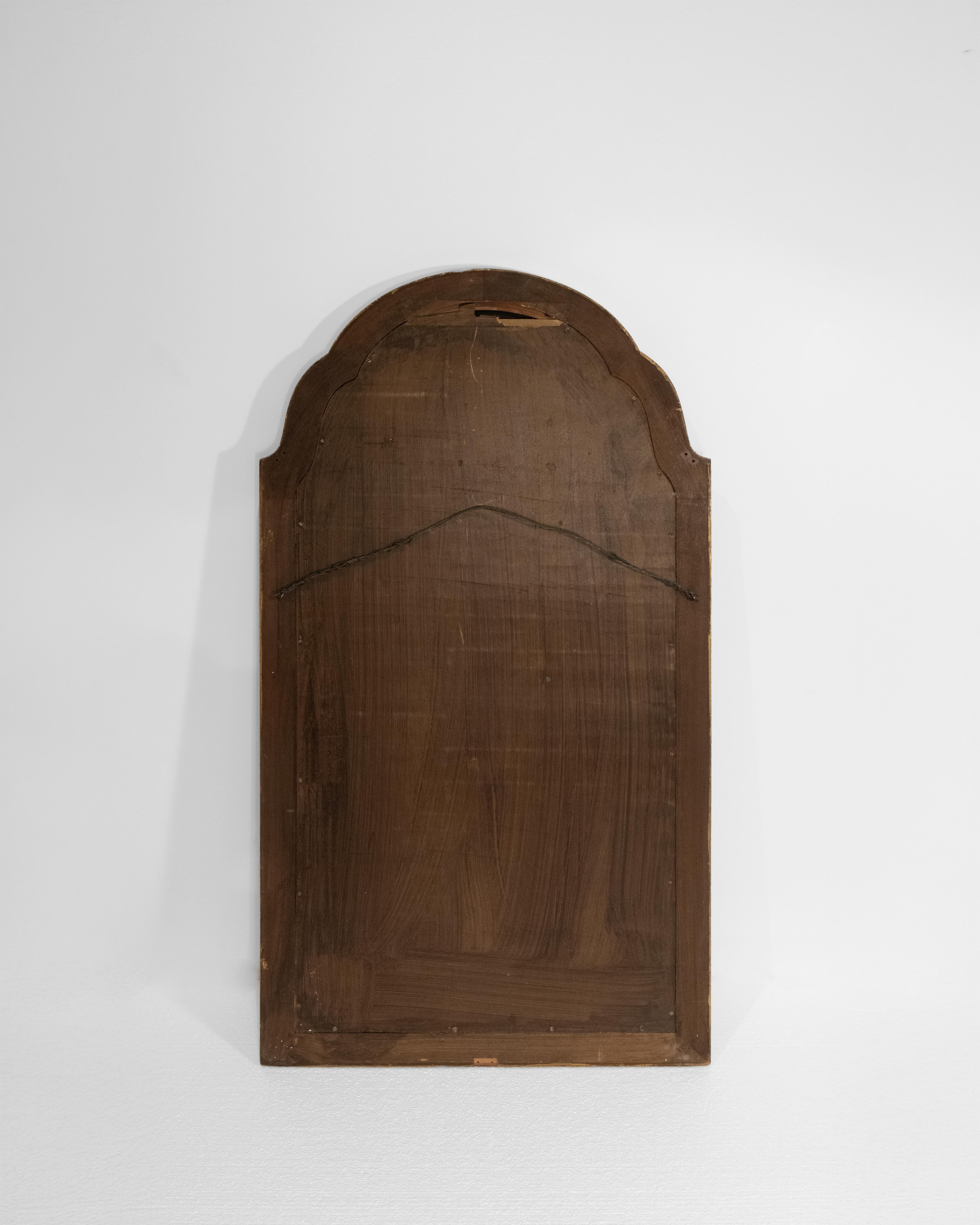 Mid-20th Century An Arched Mirror with a Reverse Glass Decorated frame For Sale