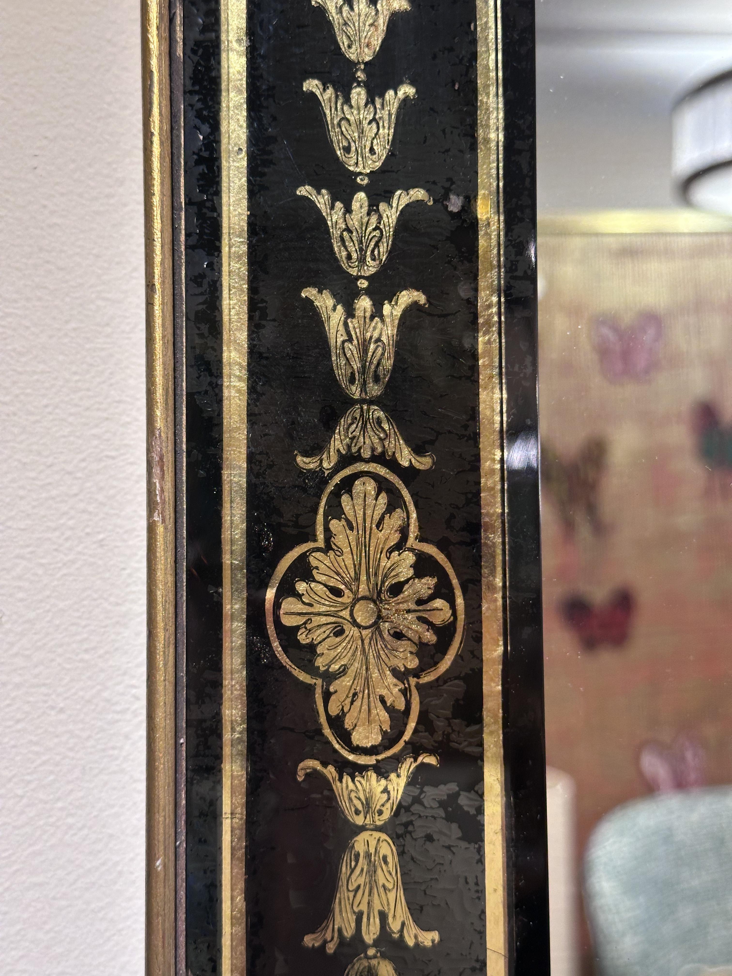 An Arched Mirror with a Reverse Glass Decorated frame For Sale 2