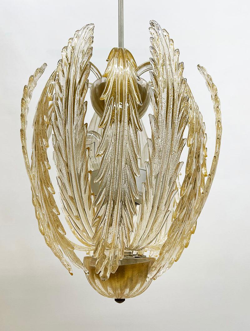 Archimede Seguso Murano Chandelier Pendant Lamp, Italy 1940 In Good Condition For Sale In Delft, NL