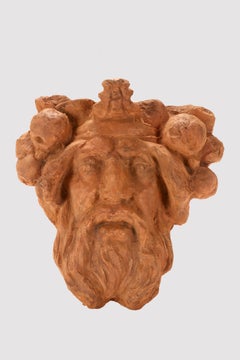 Decoración arquitectónica que representa la cabeza de Baco, Italia 1880.