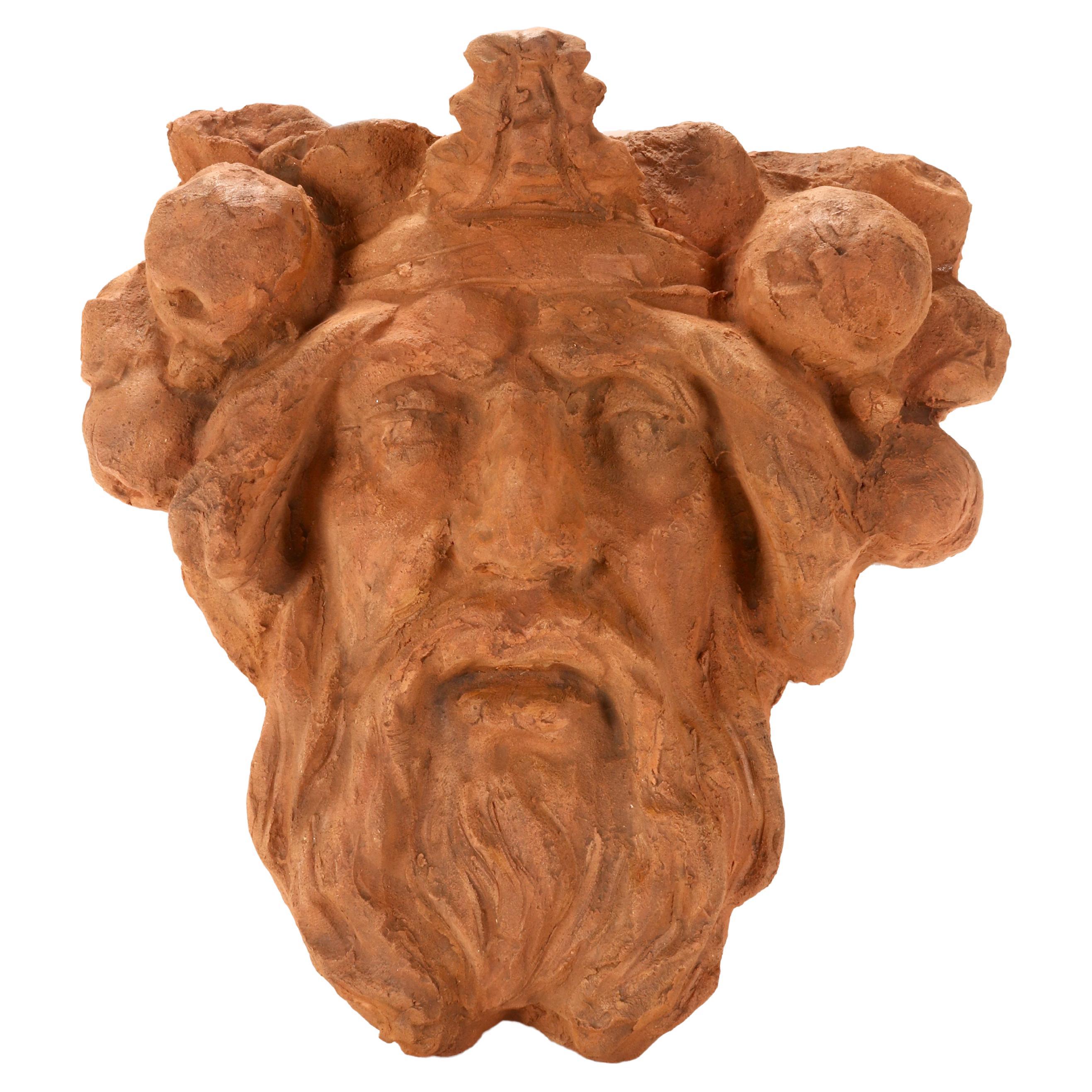 Eine architektonische Dekoration, die den Kopf des Bacchus darstellt, Italien 1880.