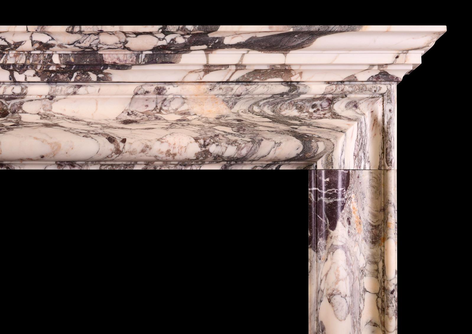 English An Architectural Fireplace in Breche Violette Marble For Sale