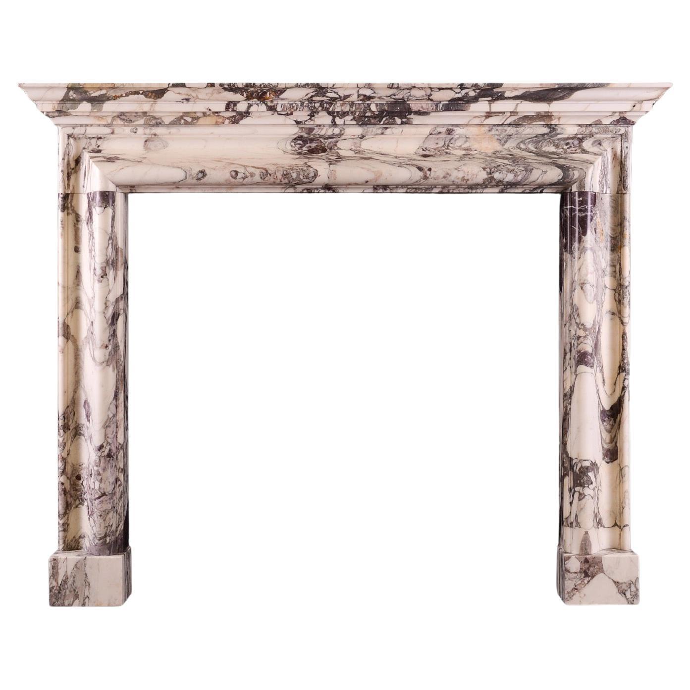 An Architectural Fireplace in Breche Violette Marble For Sale