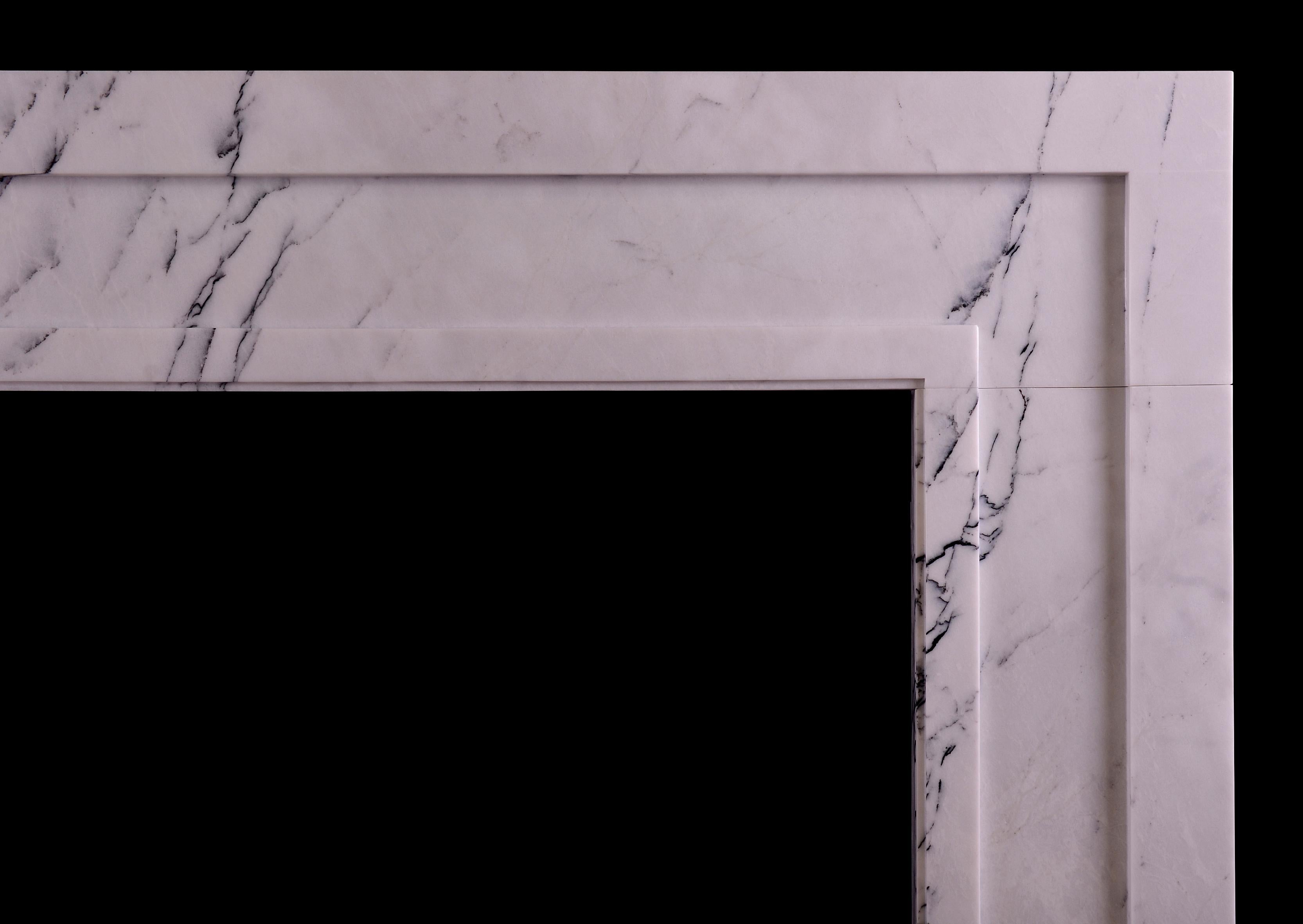 English Architectural Fireplace in Veined Marble For Sale