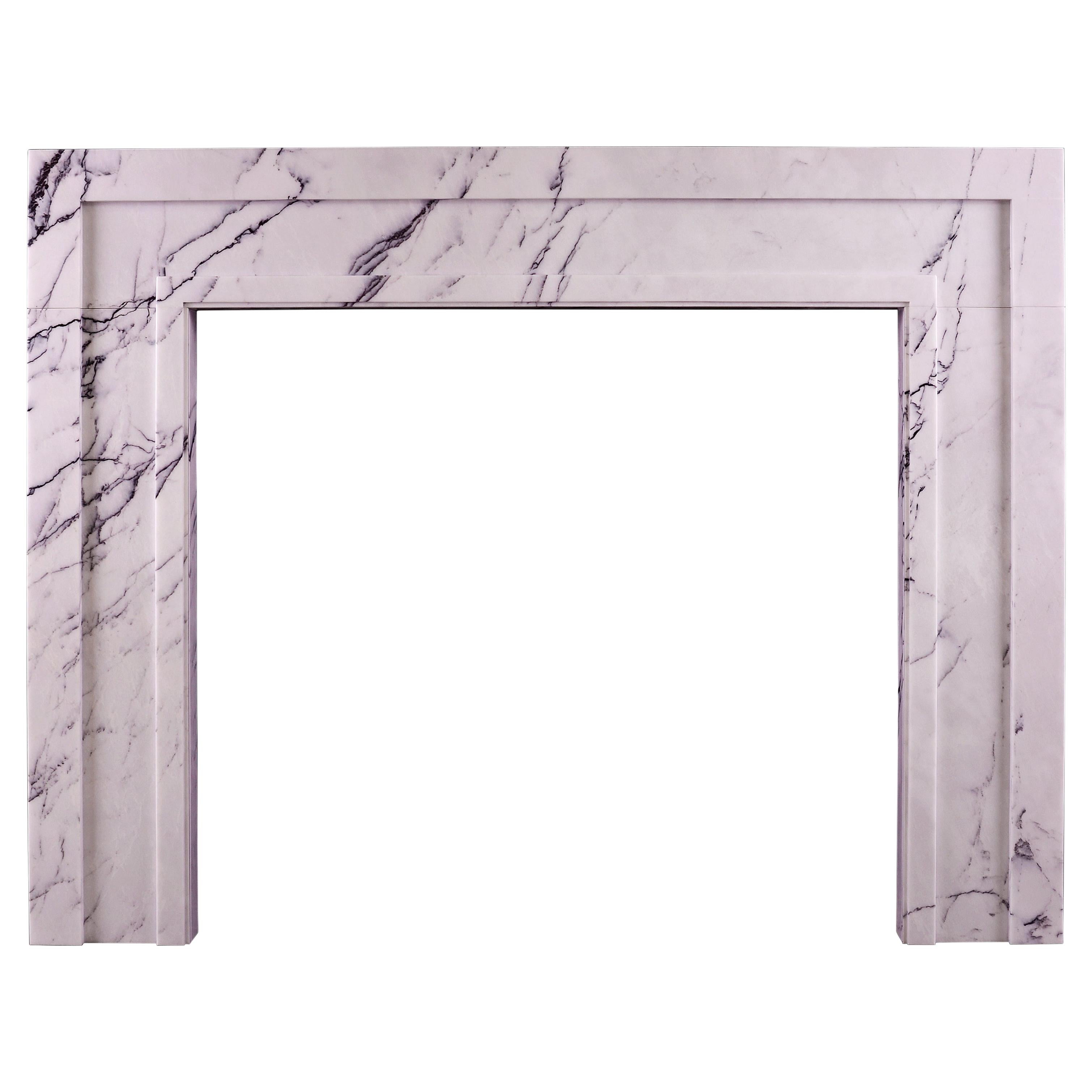 Architectural Fireplace in Veined Marble For Sale