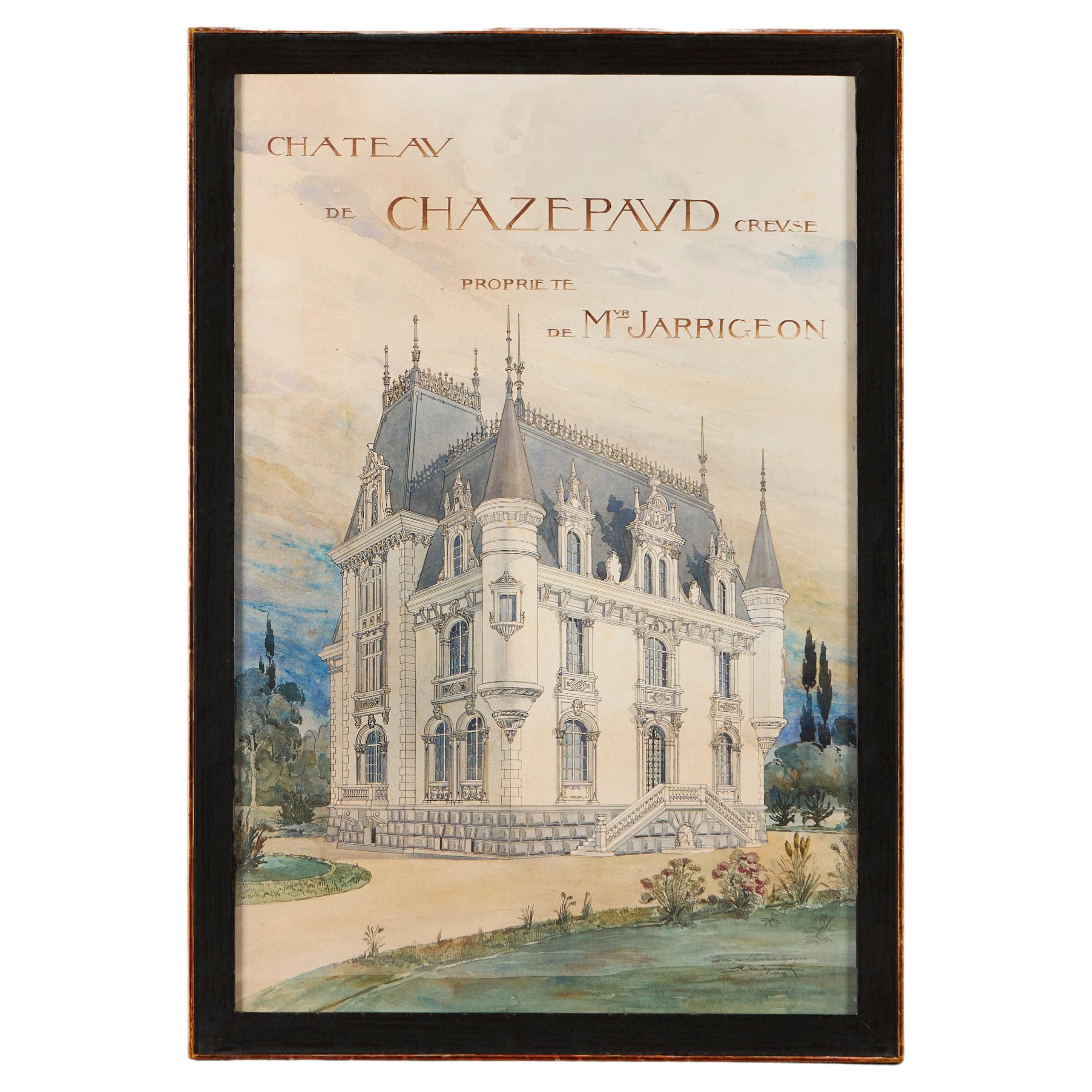 An Architectural Illustration of Chateau De Chazepaud