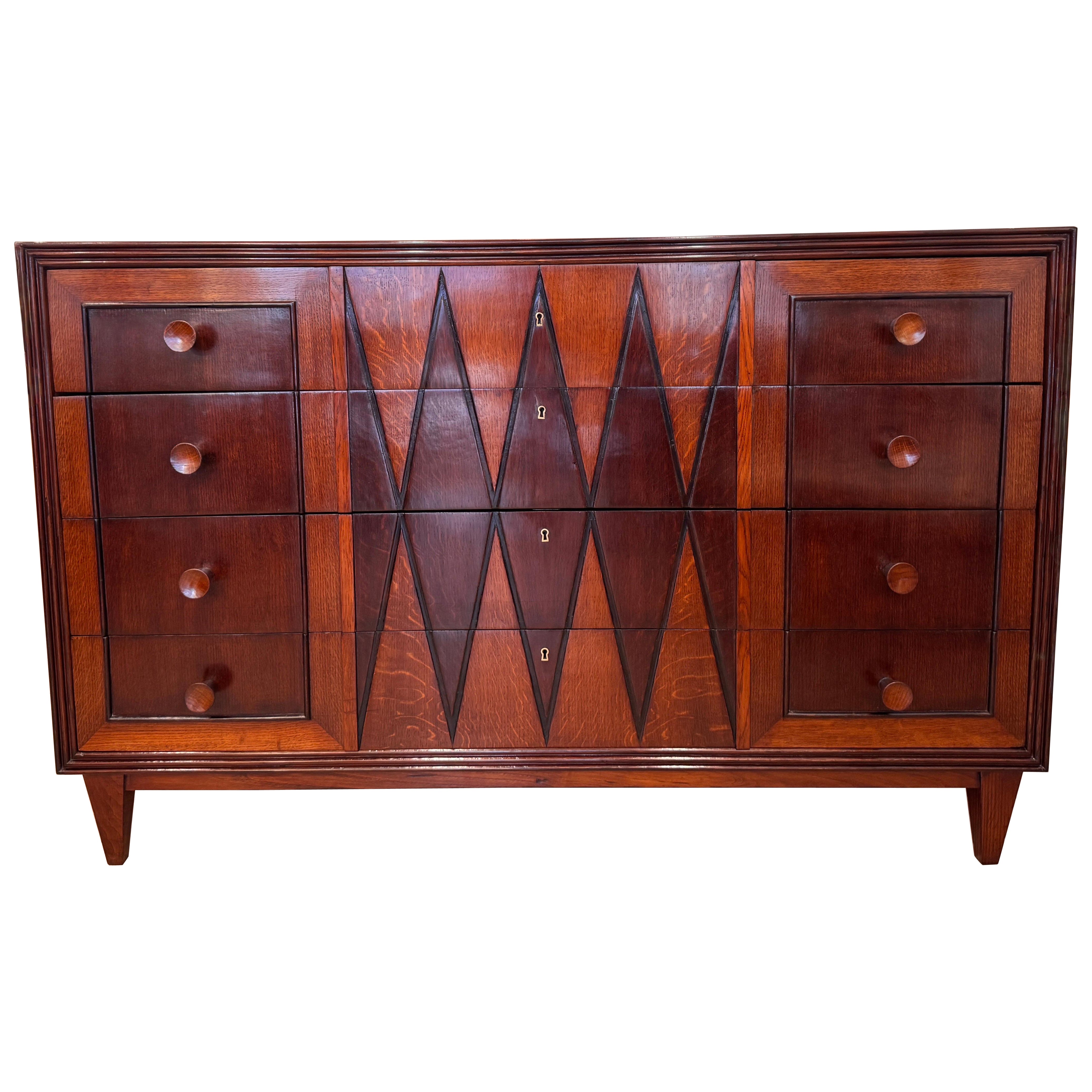 Cómoda arquitectónica italiana de cuatro cajones de los años 50 en venta