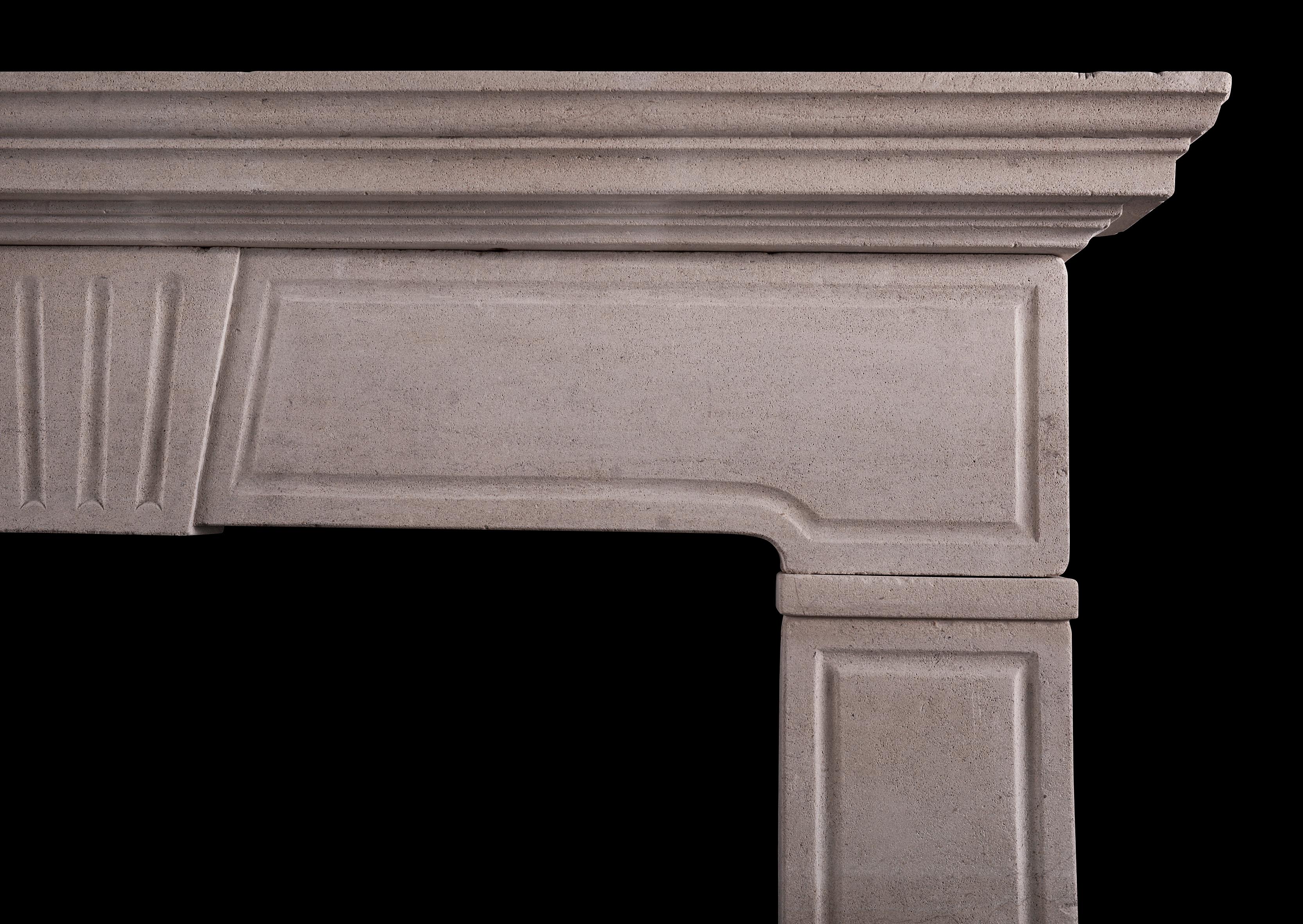 English Architectural Limestone Fireplace in the Late Regency Manner