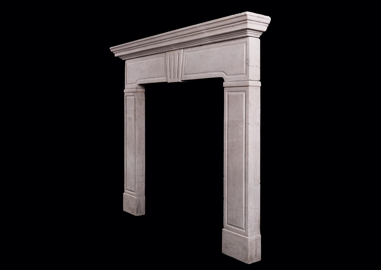 Architectural Limestone Fireplace in the Late Regency Manner 2