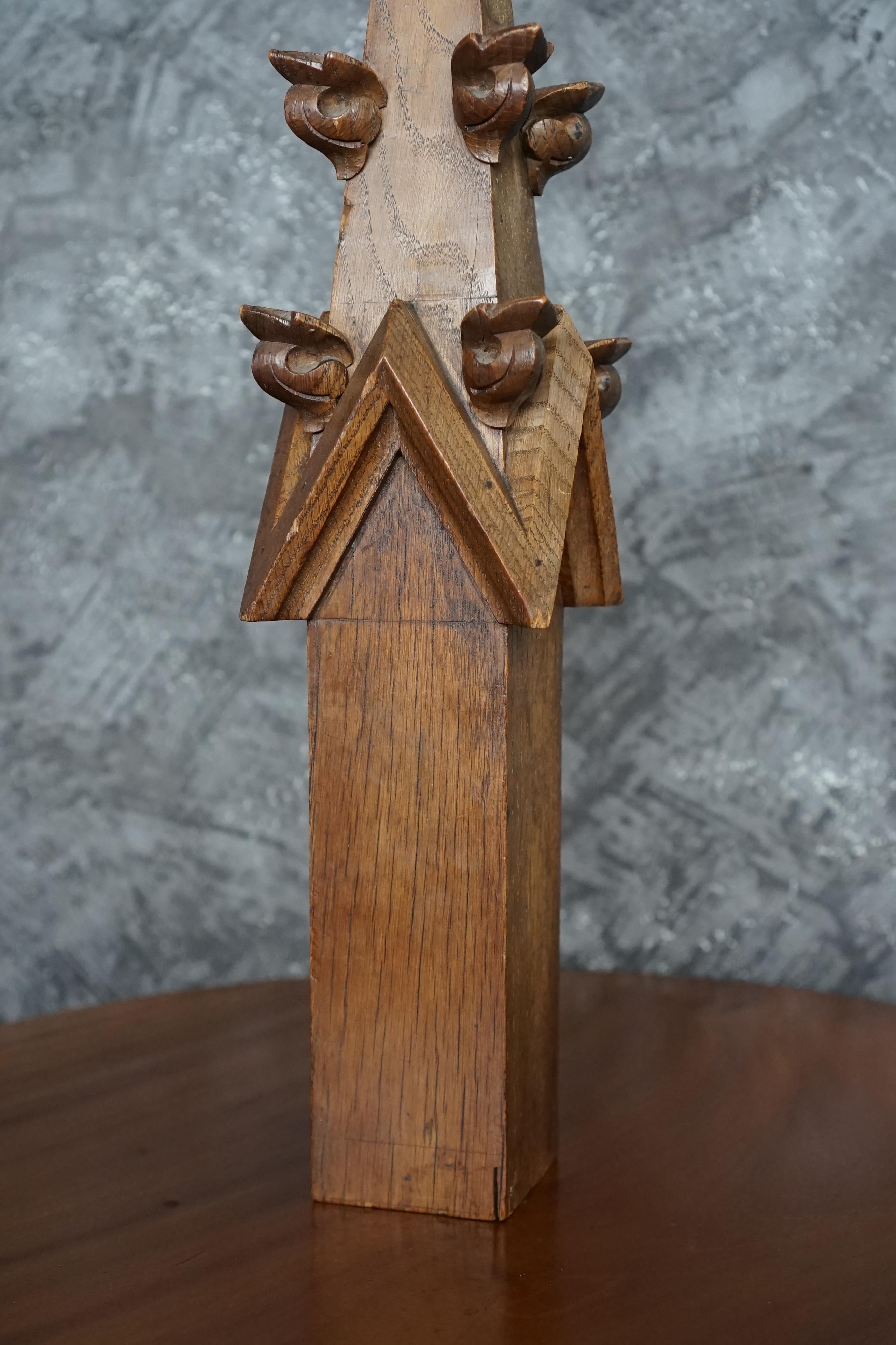 Oak An Architectural Model of a Gothic Pinnacle France  For Sale