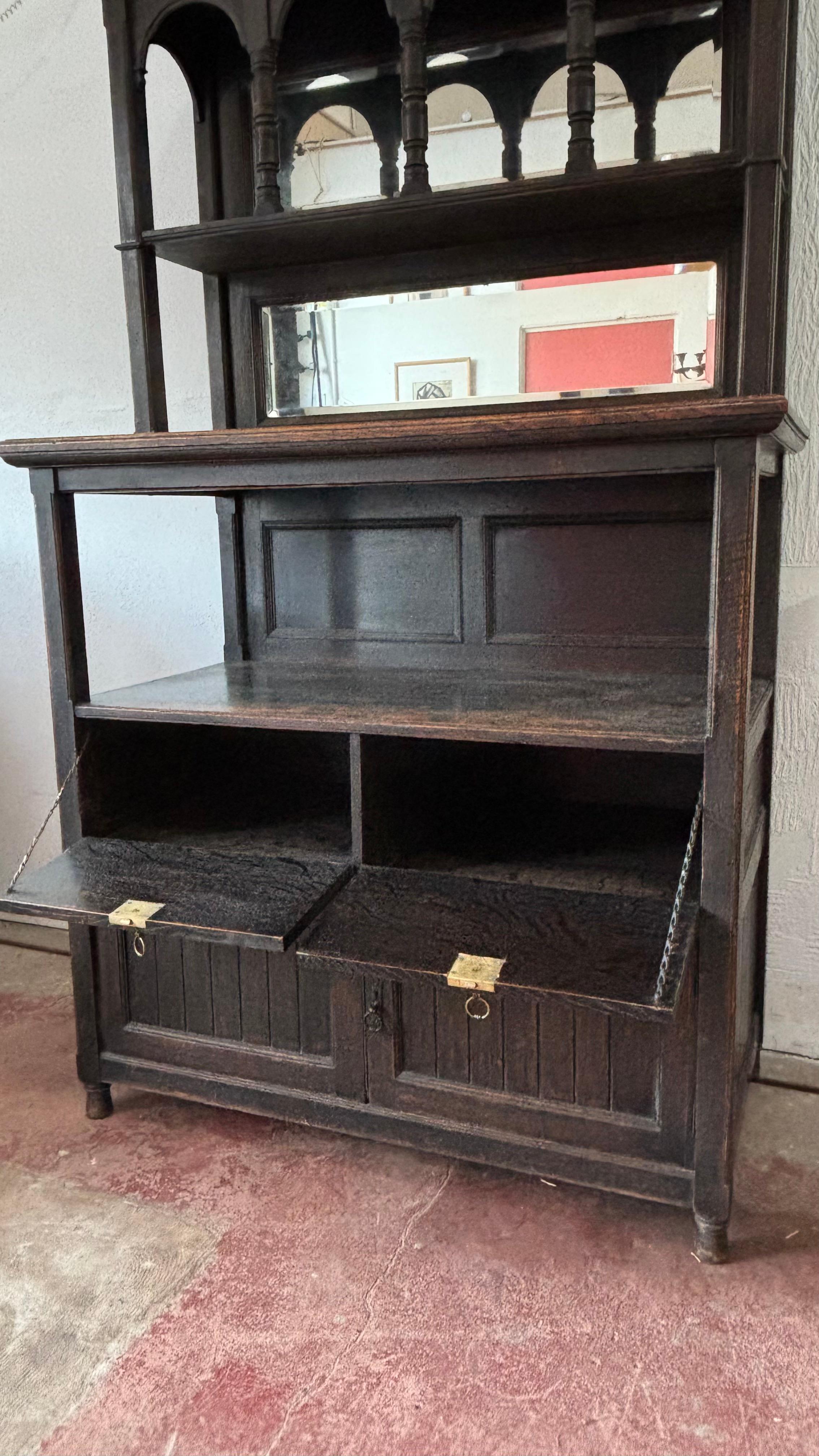 An Architectural Pagoda Top Dresser Cabinet, Arts & Crafts, English c1880 For Sale 1