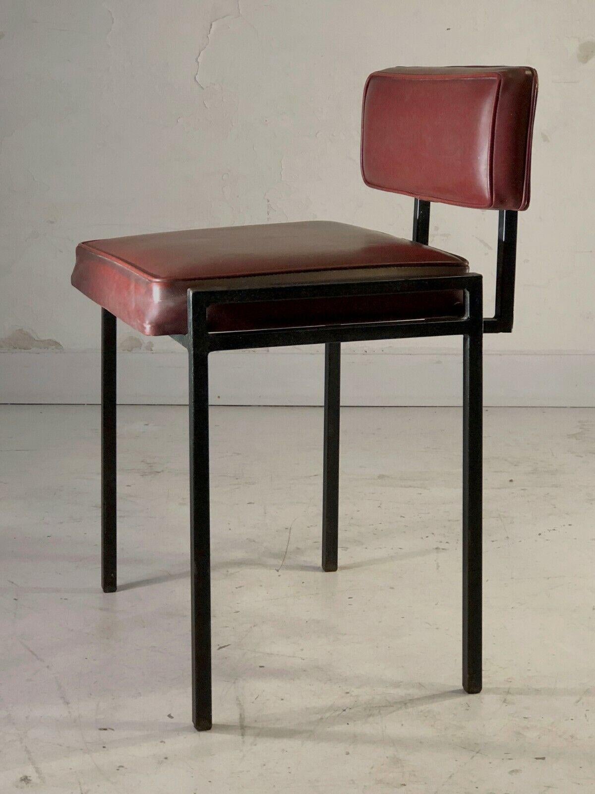 Faux Leather An Architectural RADICAL MODERNIST CHAIR, PHILIPPON-LECOQ Style, France 1950