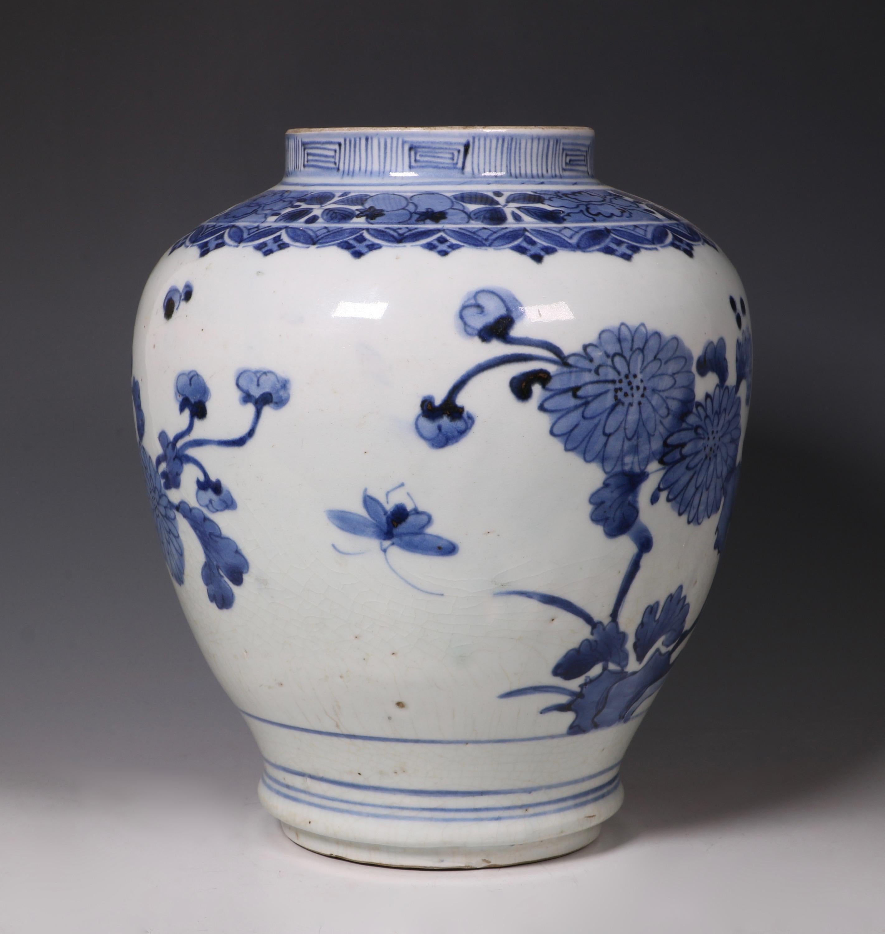 Glazed An Arita Blue and White Vase L, 17th Century