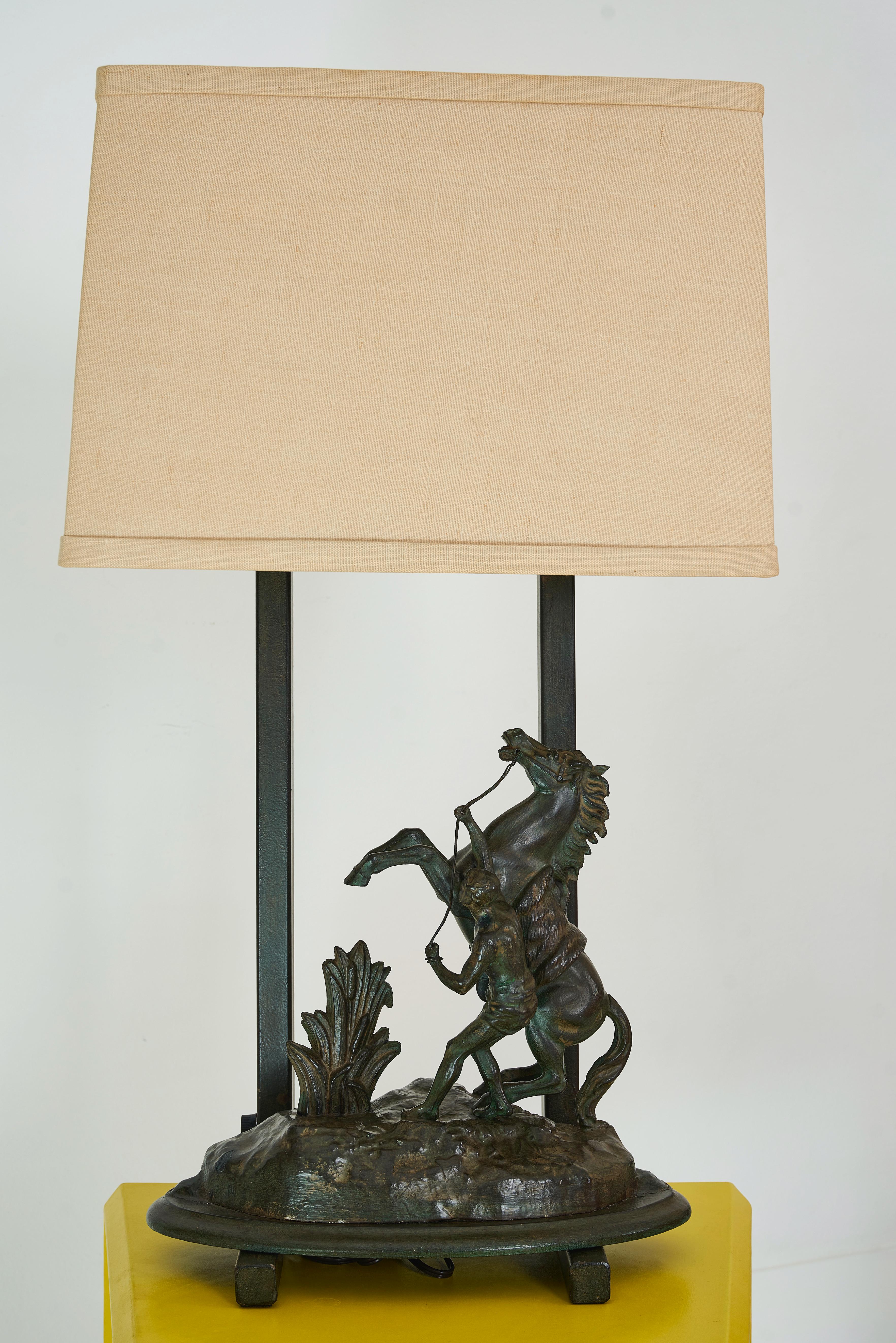 Mid-Century Modern An Armature Lamp featuring a Rearing Horse designed by William Haines