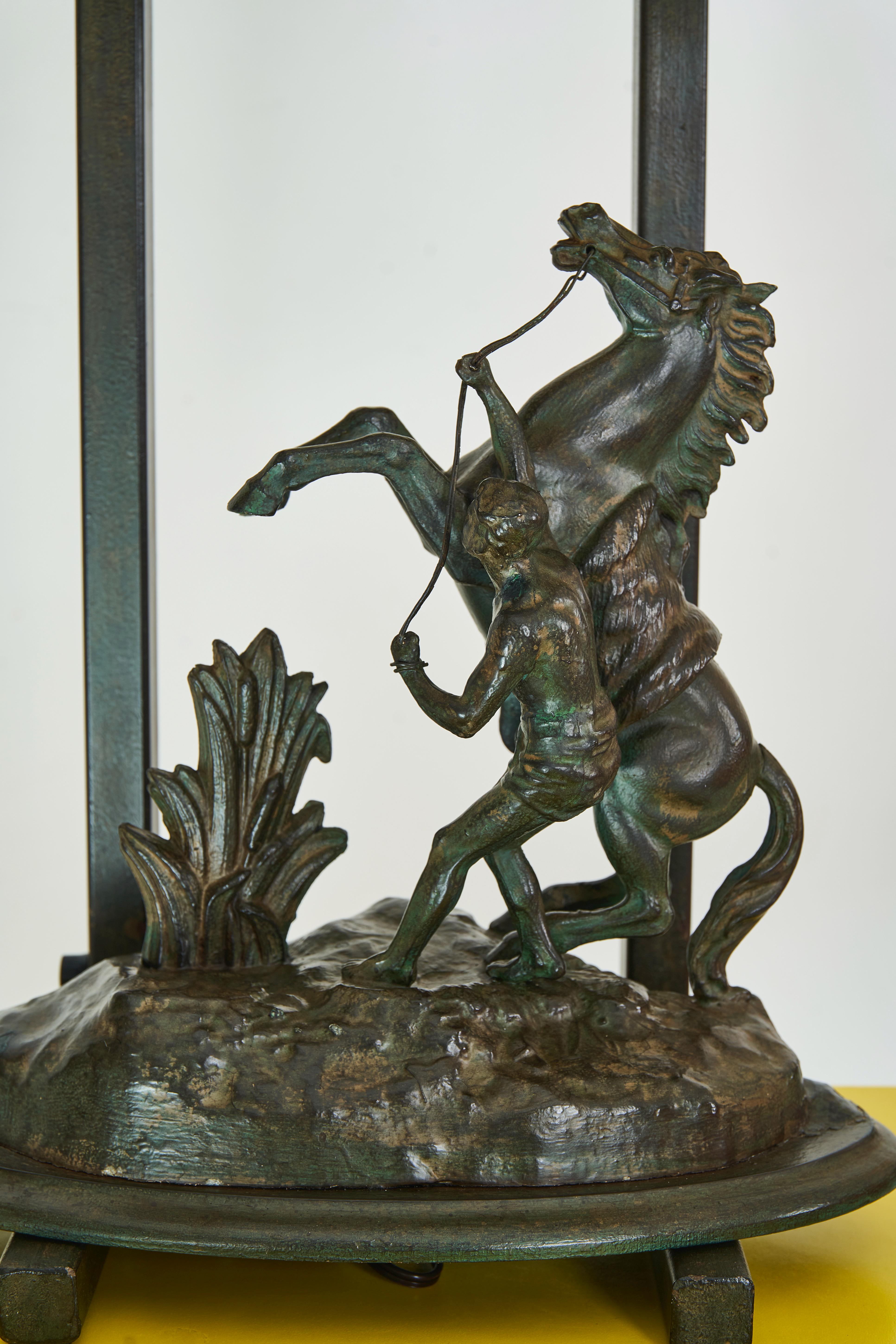 American An Armature Lamp featuring a Rearing Horse designed by William Haines