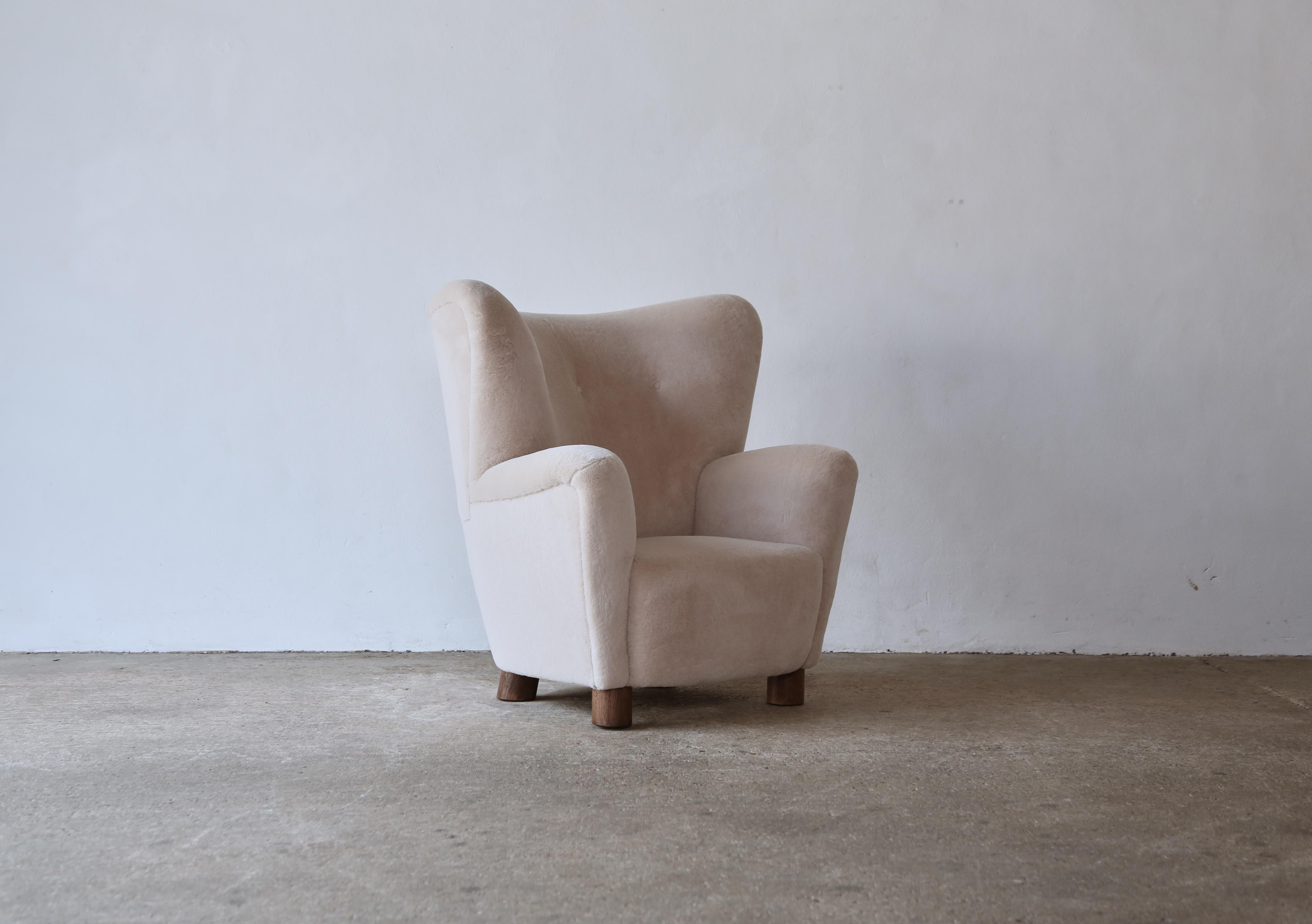 An Armchair, Reupholstered in Pure Alpaca Wool, Denmark, 1950s For Sale 3