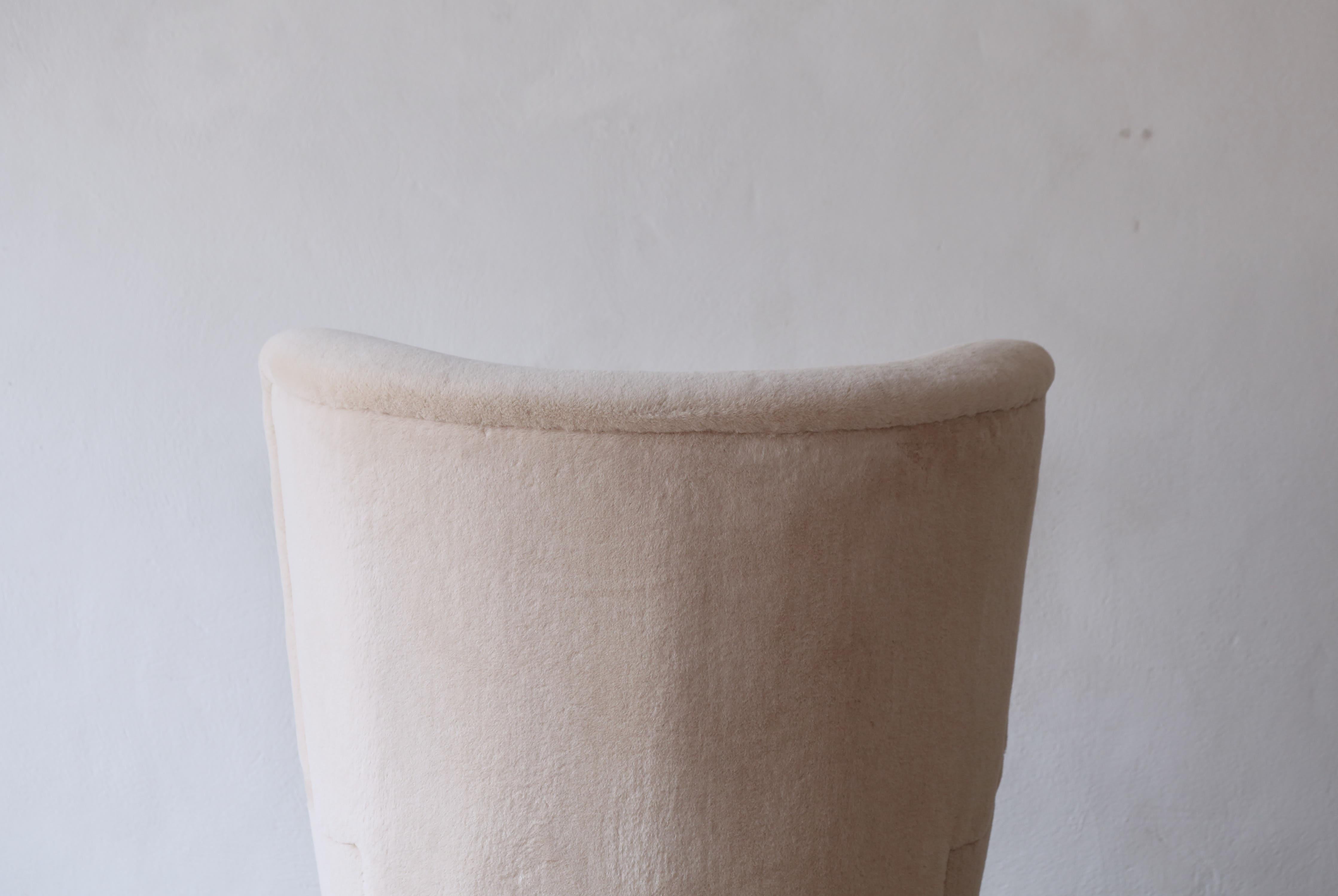 20th Century An Armchair, Reupholstered in Pure Alpaca Wool, Denmark, 1950s For Sale
