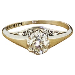 An Art-Deco 0.40ct Old European Cut Diamond Solitaire 18K Gold/Platinum Ring