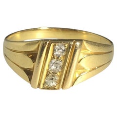 An Art-Deco 18K Gold & 3-Stone Old-European Cut Diamond Ring