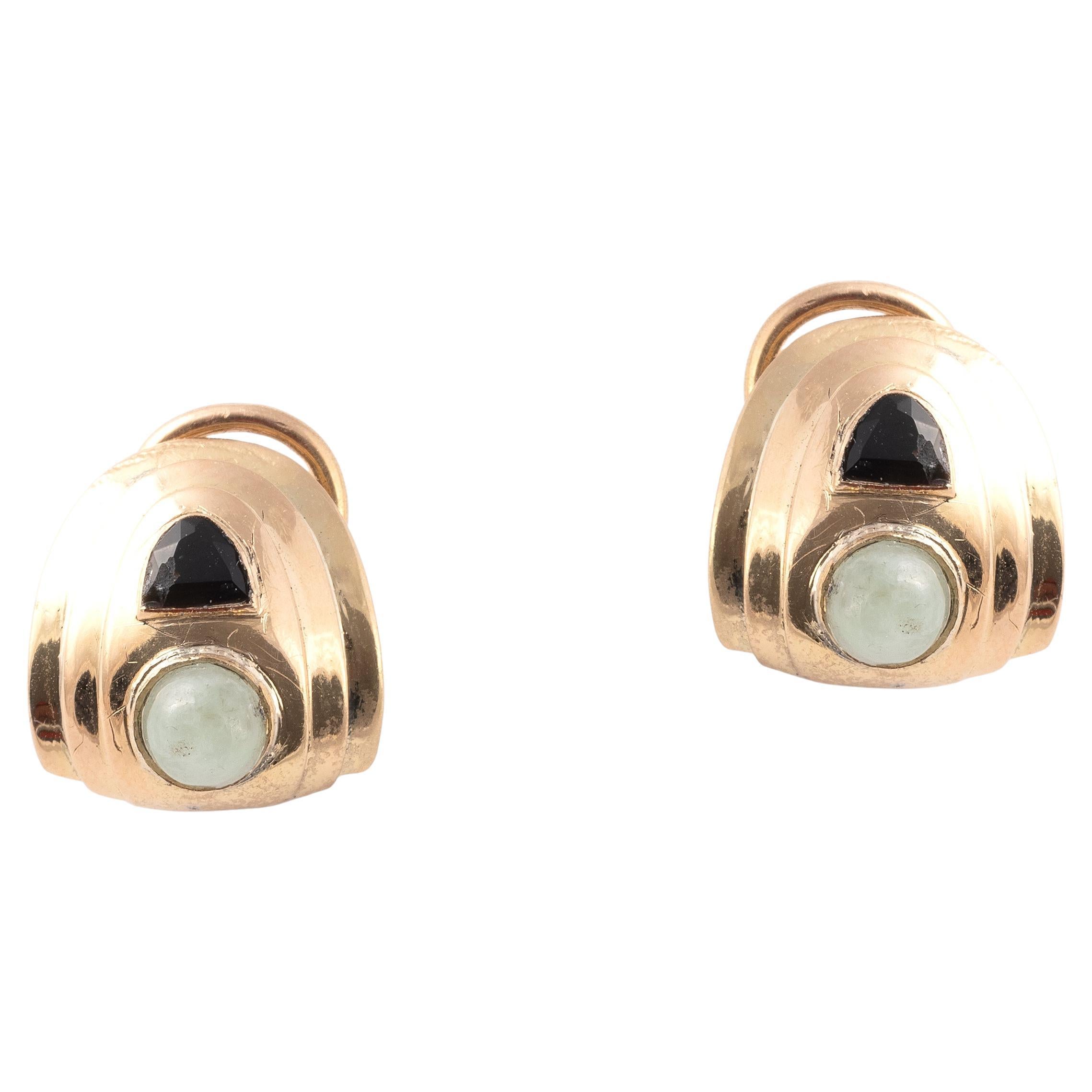 An Art Deco' 18kt Gold Onyx And Jade Set By RENE FOY im Angebot 1