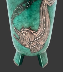 An Art Deco 1930s "Argenta" stoneware vase by Wilhelm Kage for Gustavsberg.