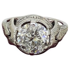 An Art-Deco 3.40ct Old-European Cut Diamond Solitaire White Gold & Platinum Ring