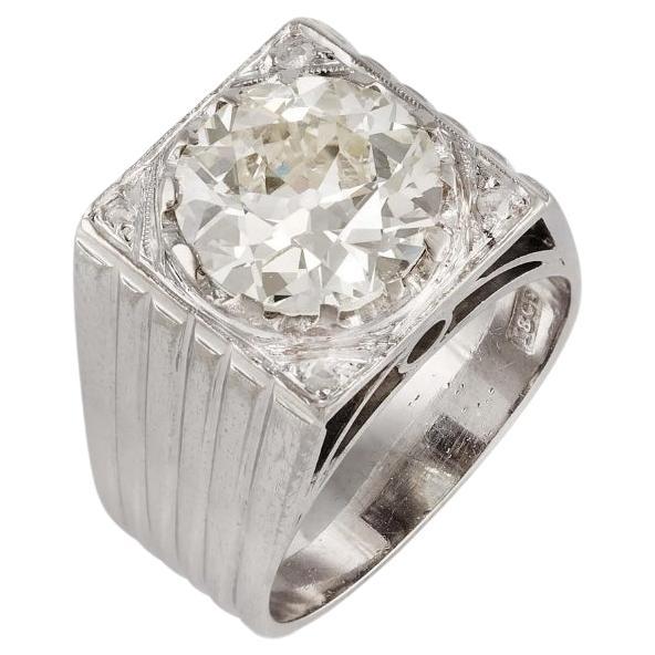 Ein Art Deco 3,49ct Altschliff Diamant Cocktail Ring (Alteuropäischer Schliff) im Angebot