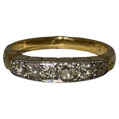 An Art-Deco 6-Stone Diamond (1.10ct in total) Half-Hoop Ring in 18K Yellow Gold