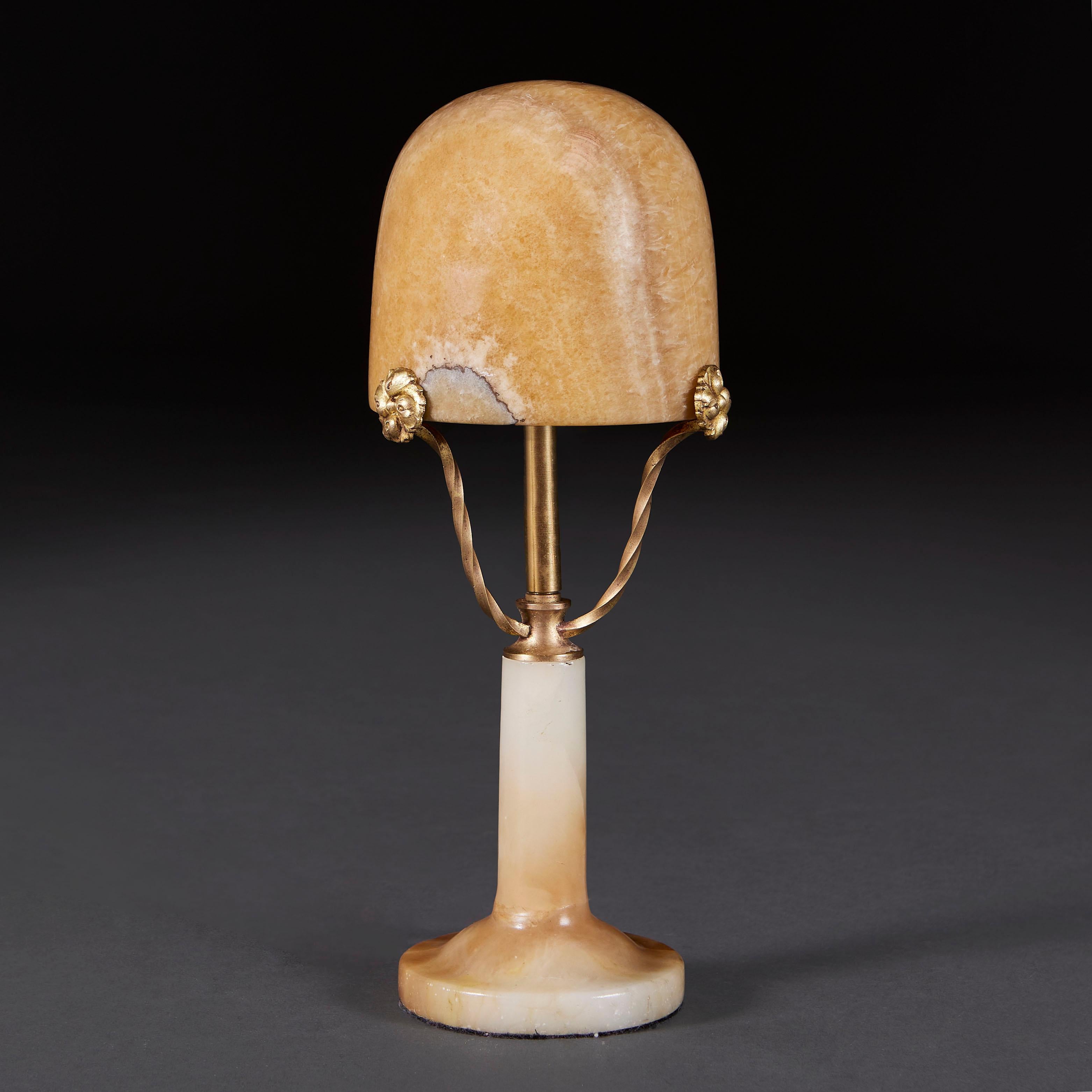 French An Art Deco Alabaster Desk Lamp