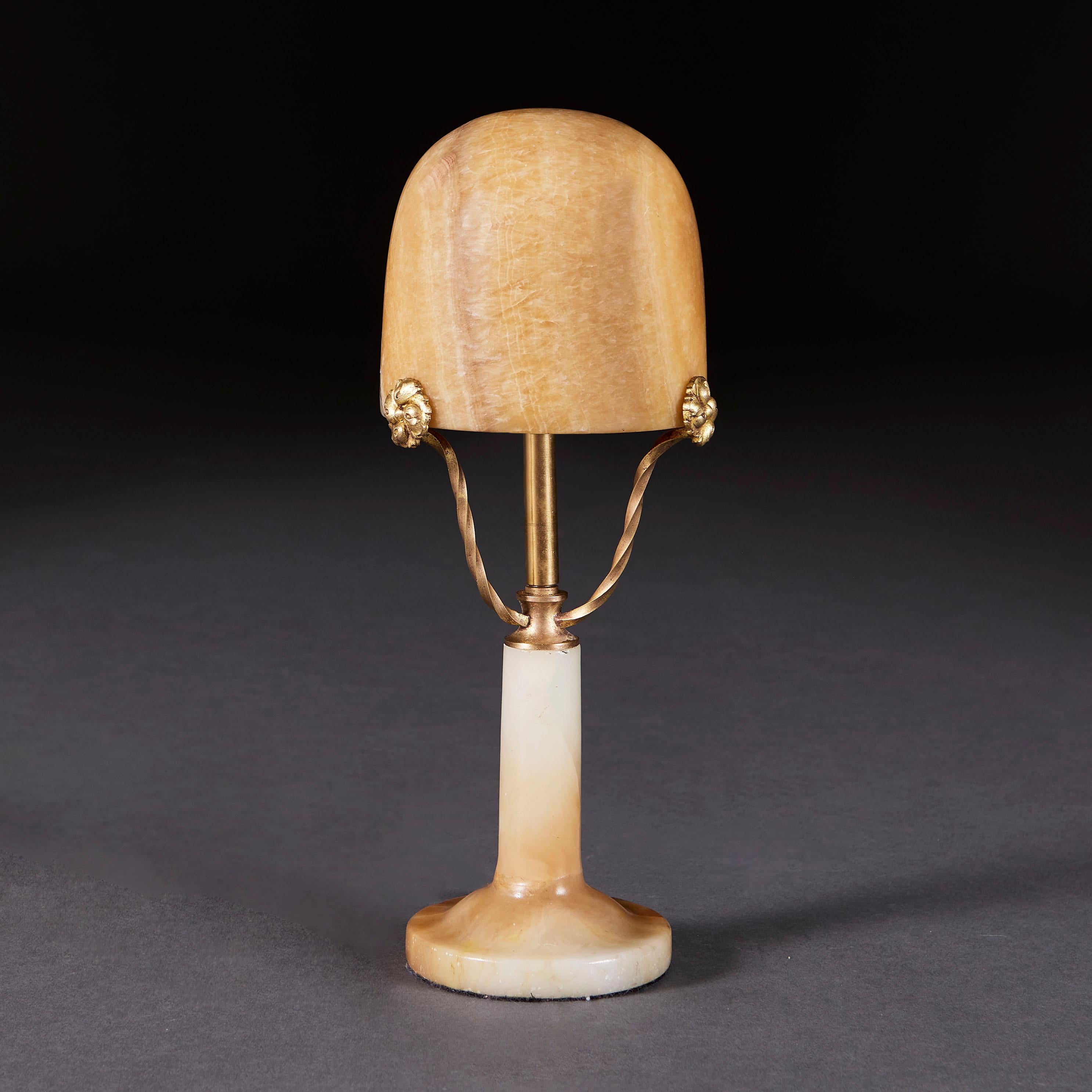 An Art Deco Alabaster Desk Lamp In Good Condition In London, GB