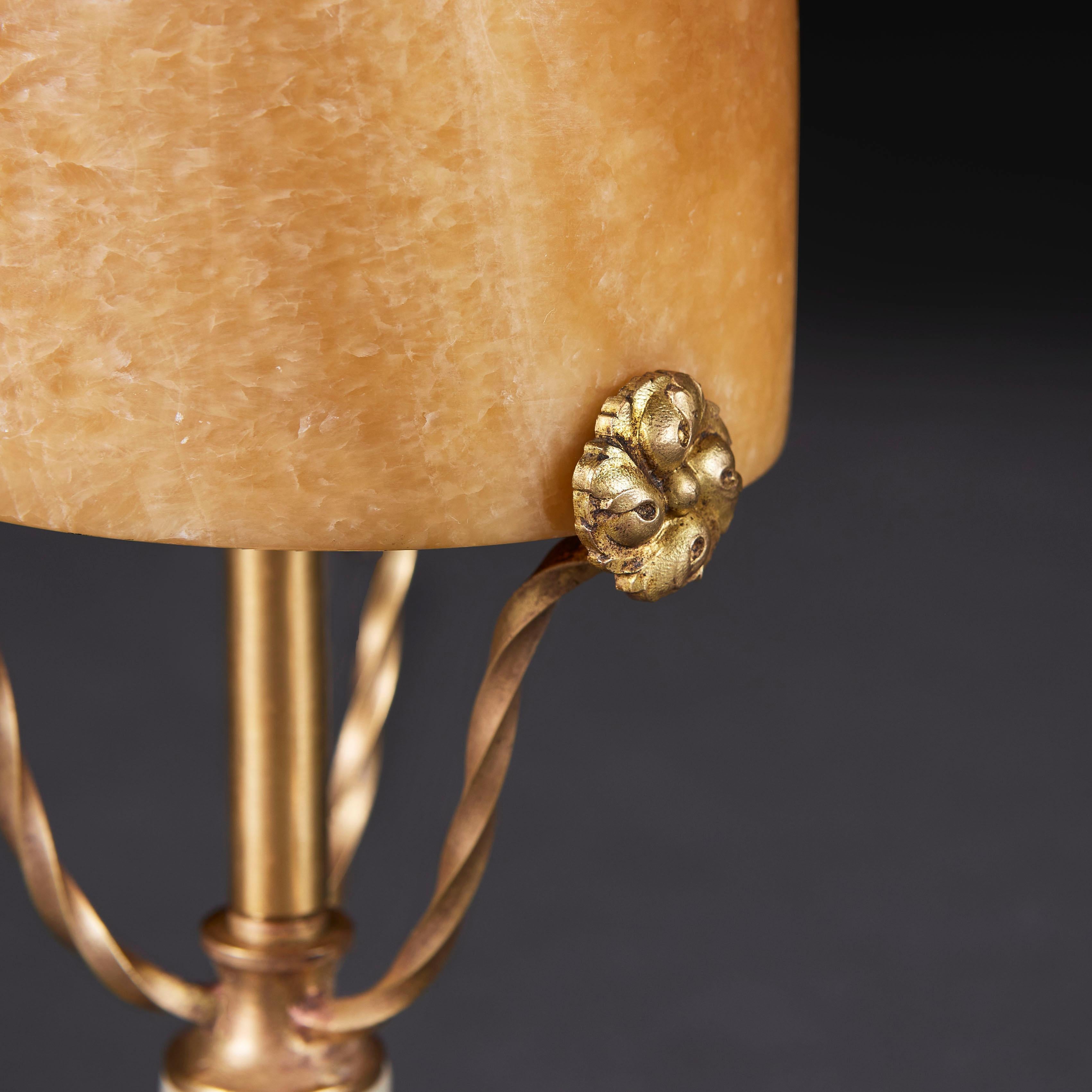 20th Century An Art Deco Alabaster Desk Lamp
