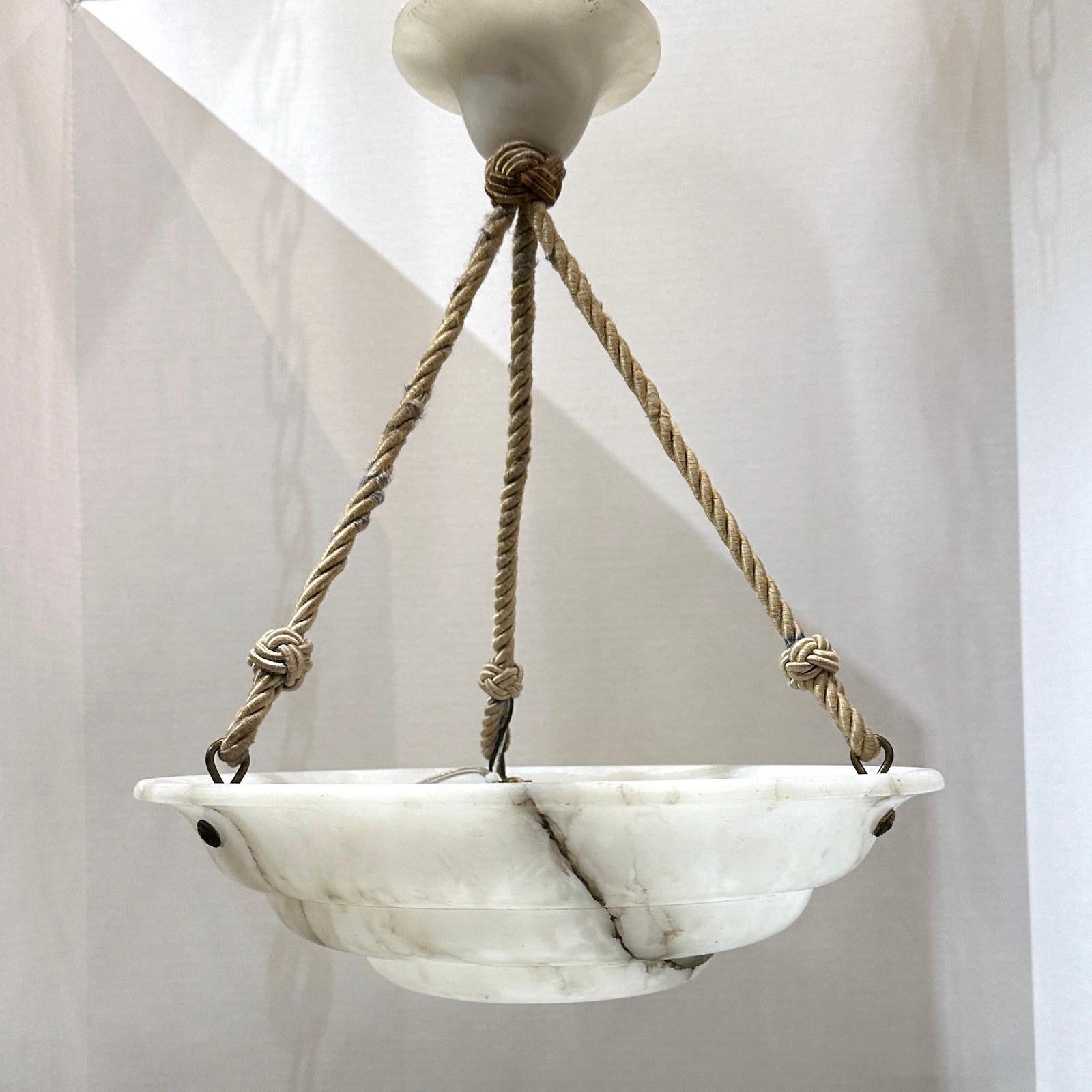 An Art Deco Alabaster Light Fixture In Good Condition For Sale In New York, NY