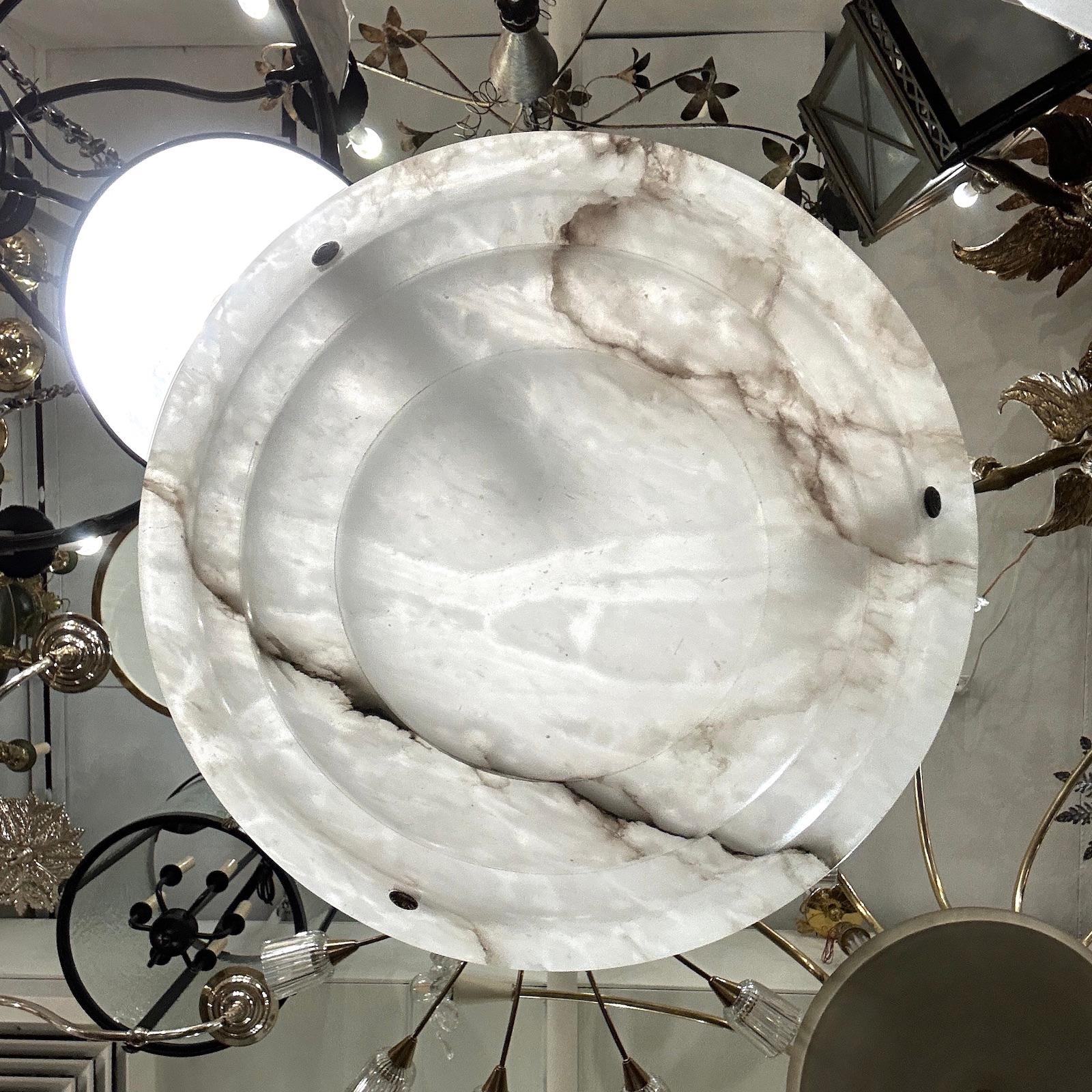Early 20th Century An Art Deco Alabaster Light Fixture For Sale