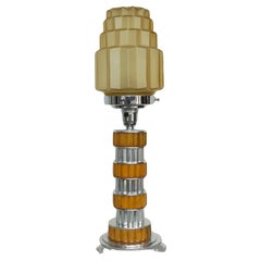 An Art Deco Bakelite and Chromed Metal Table Lamp