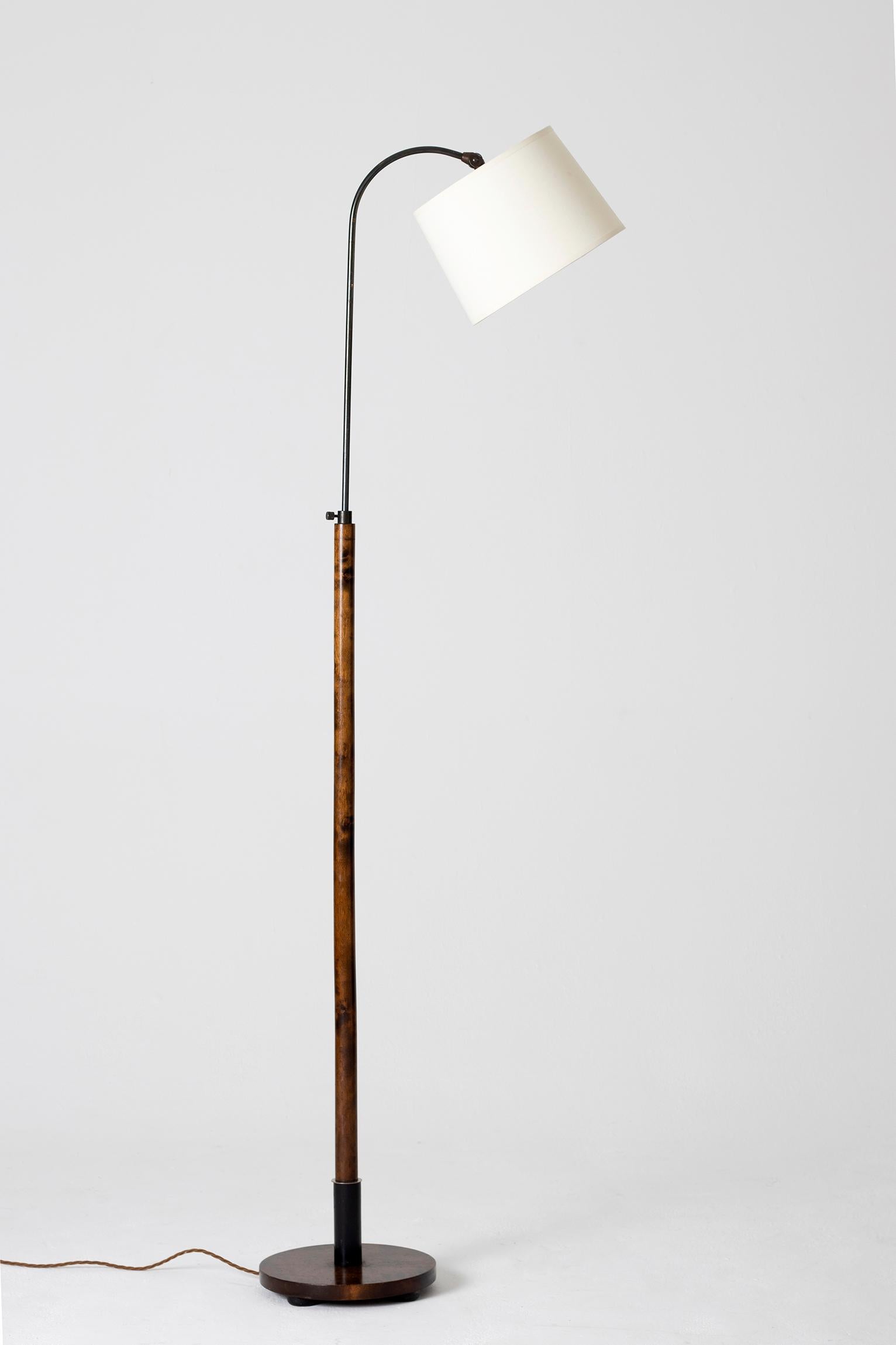 Swedish Art Deco Birch Reading Floor Lamp