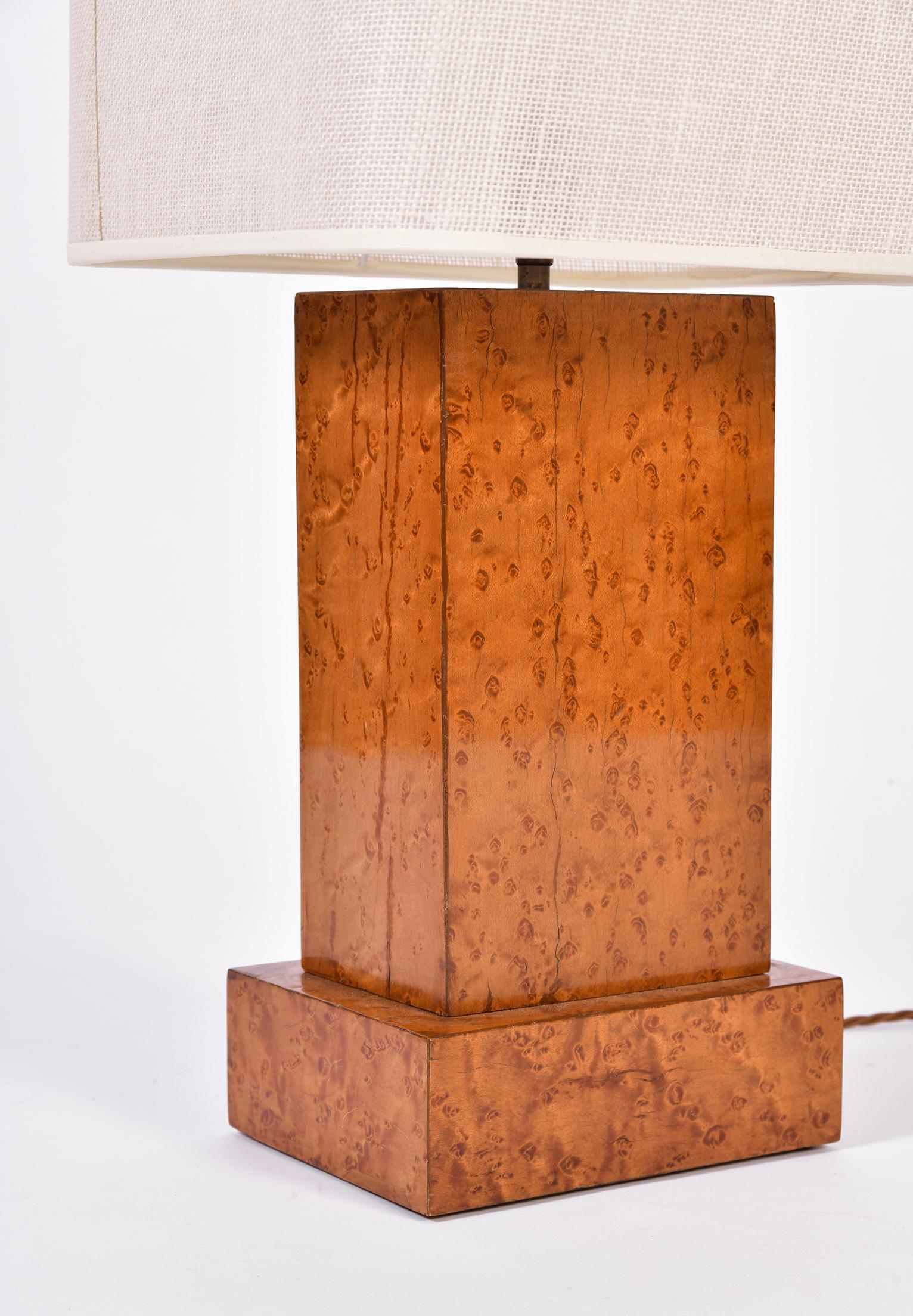 Art Deco Birdeye Maple Veneer Table Lamp 1
