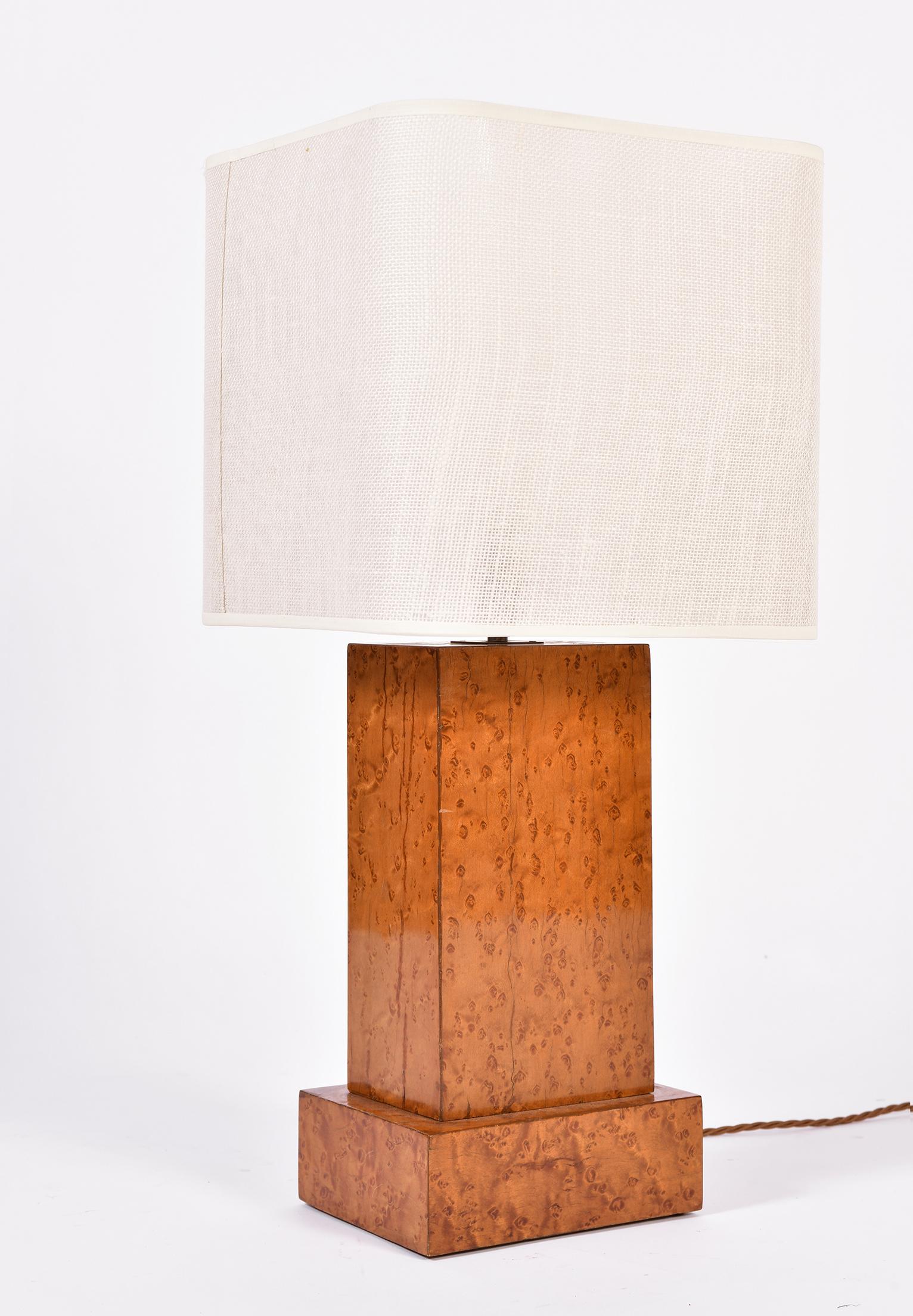 Art Deco Birdeye Maple Veneer Table Lamp 2